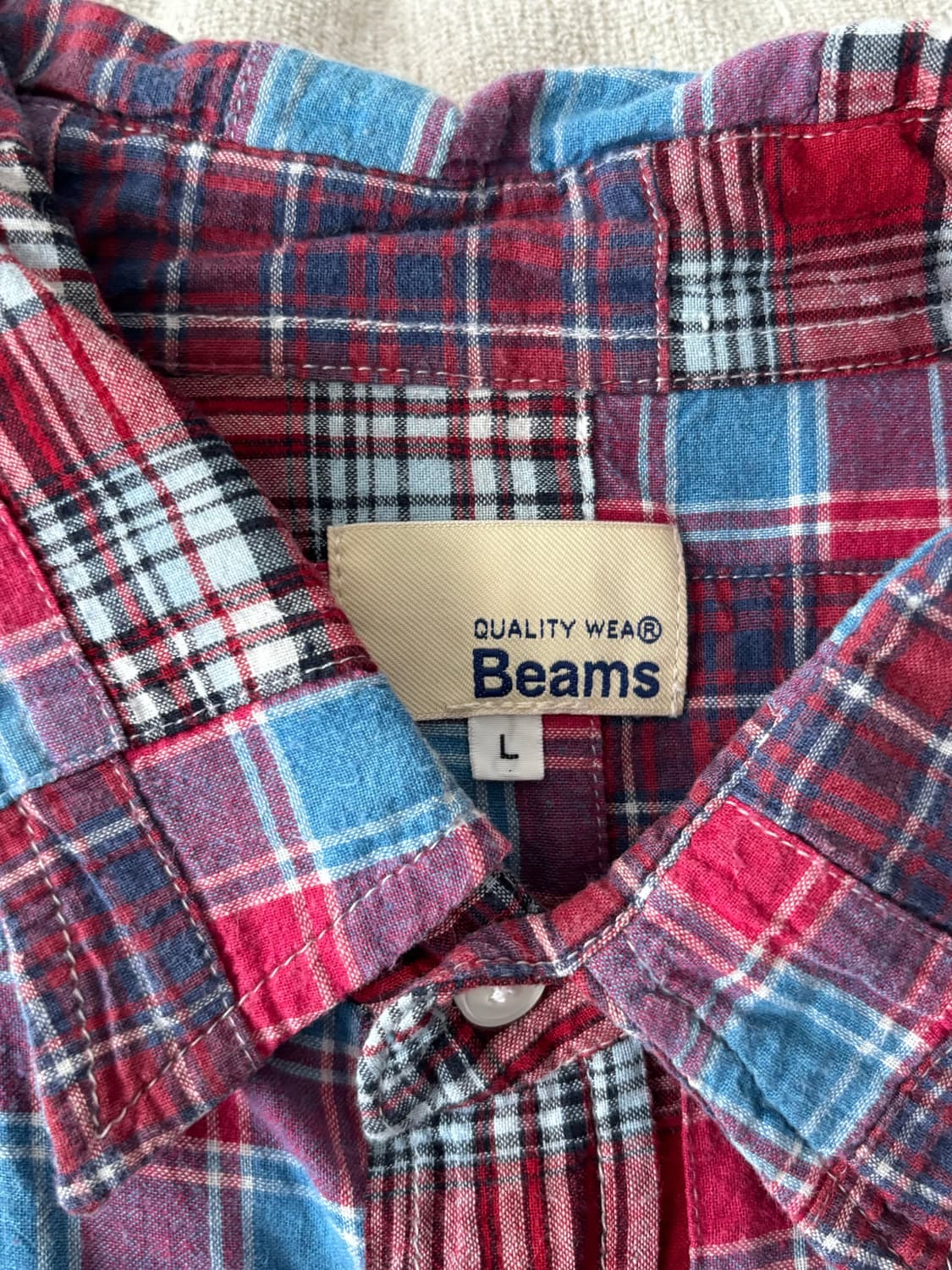 Beams 빔즈 패치워크 반팔셔츠  상품이미지4