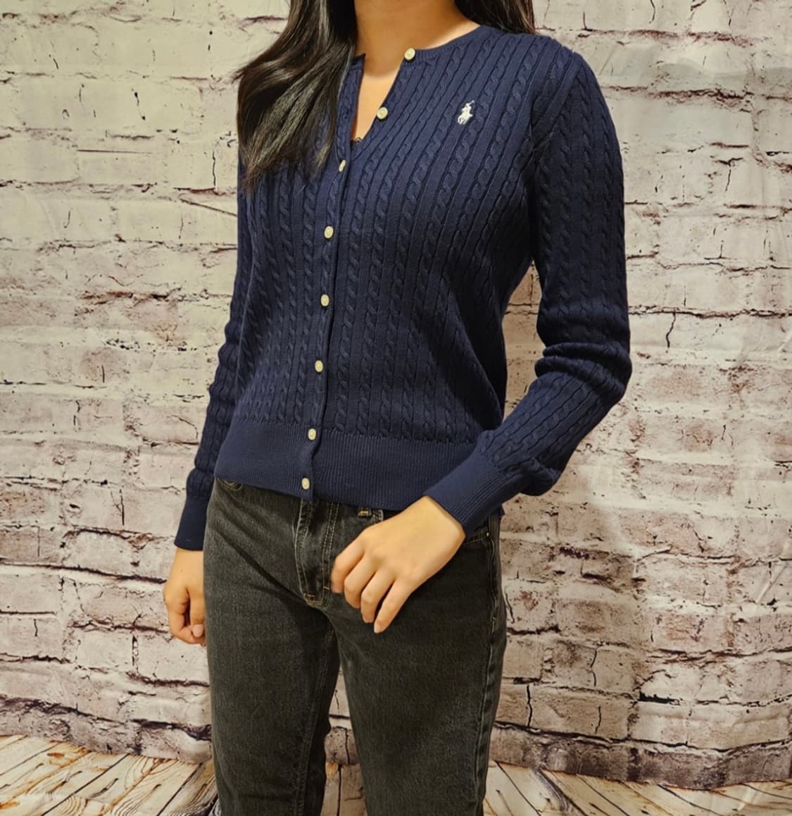 폴로 랄프로렌 걸즈 케이블 니트 가디건 헌터네이비 상품이미지3