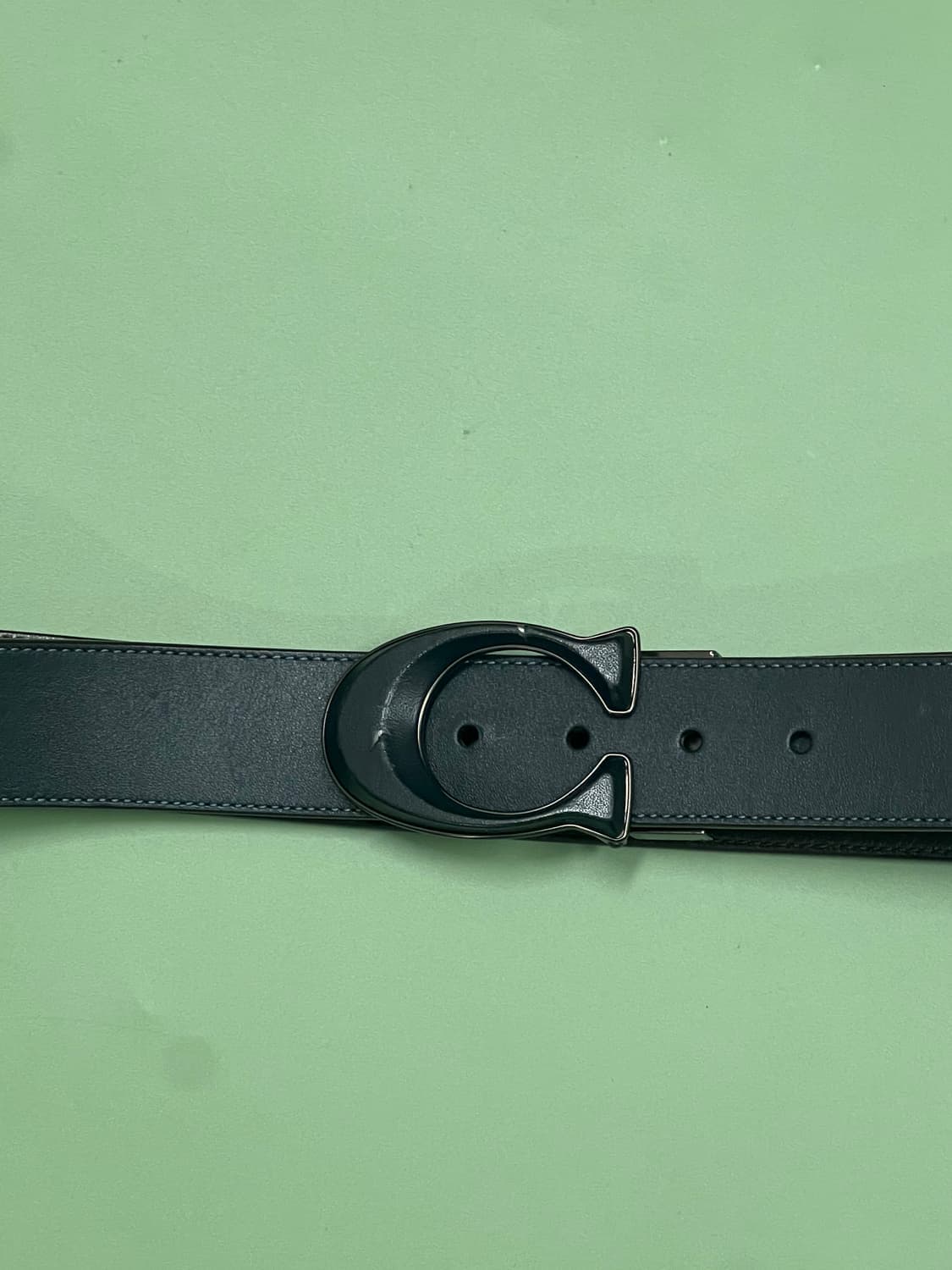 (OS) COACH 코치 시그니처 버클 리버시블 벨트 네이비/브라운 상품이미지3