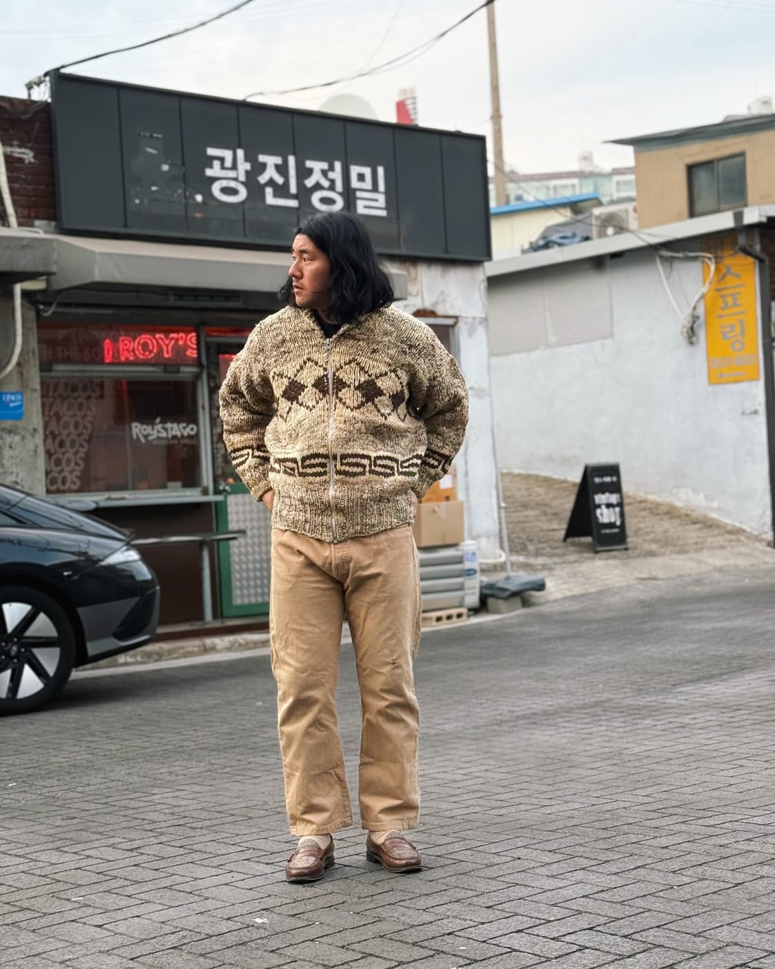 (60‘s 라이트닝 지퍼) 빈티지 코위찬 스웨터 105 상품이미지7