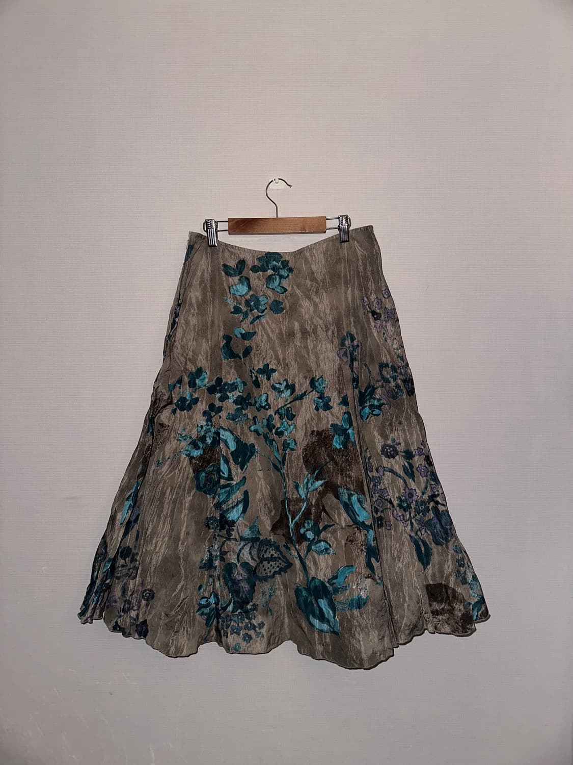 빈티지 오리엔탈 플라워 패턴 미디 스커트 상품이미지1