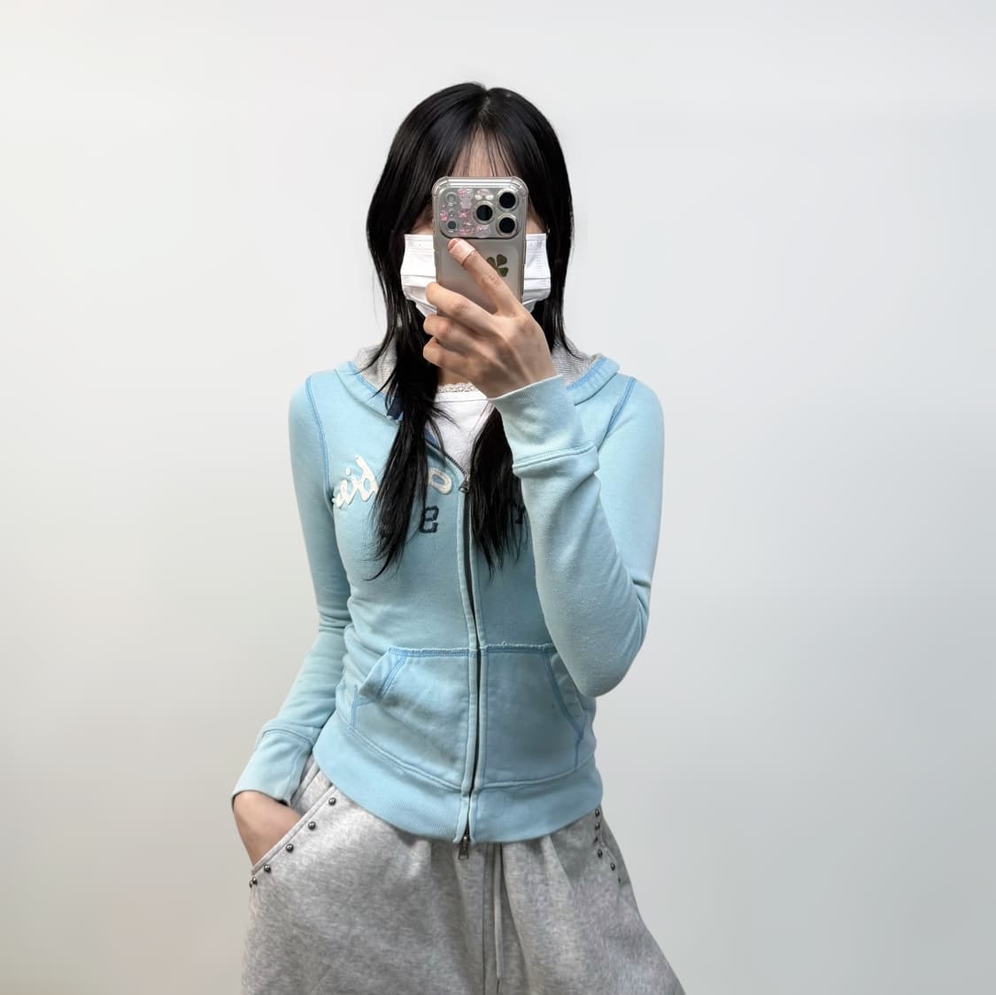 아베크롬비 스펠 로고 후드집업 소라 상품이미지1