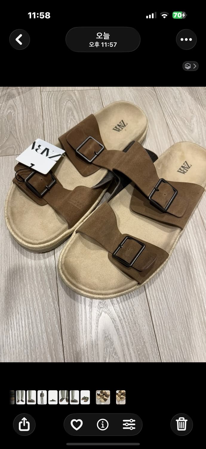 자라  스웨이드 레더 더블 스트랩 샌들 상품이미지7