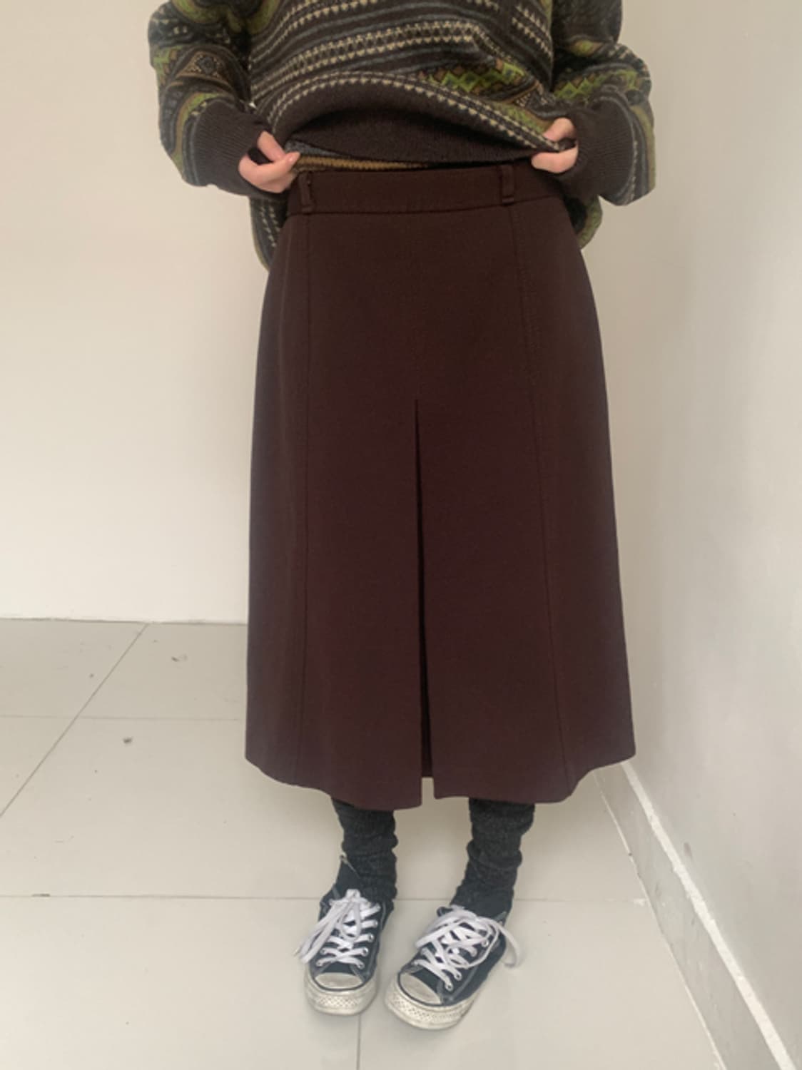 (Vintage)Wool slit long skirt 상품이미지7