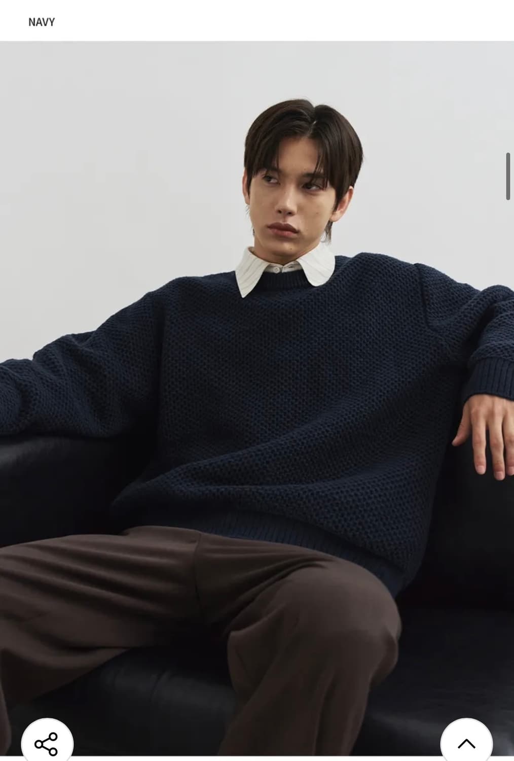 (XL) 드로우핏 와플 텍스쳐 라운드 풀오버 니트 [NAVY] 판매 상품이미지4