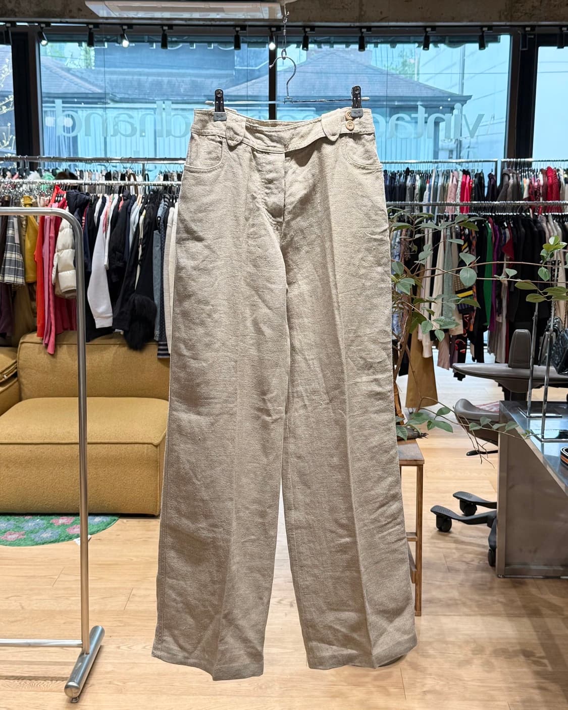 막스마라 위캔드 베이지 린넨 슬랙스 팬츠  상품이미지1