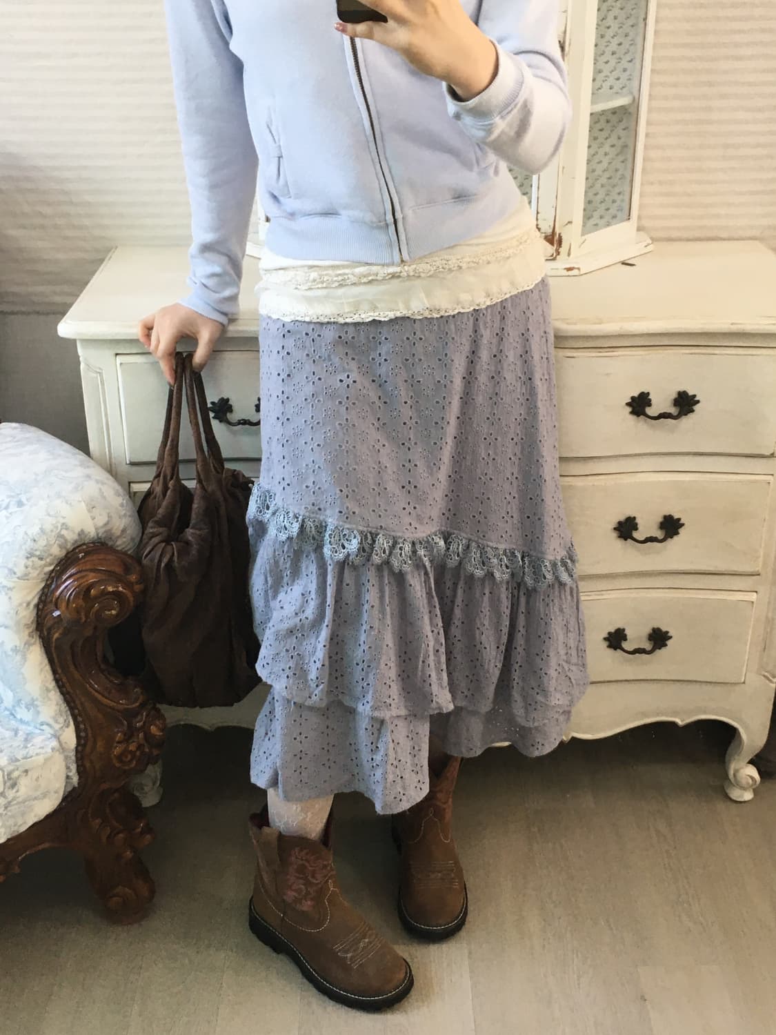 jpn vintage sora crochet lace cancan sk 상품이미지4