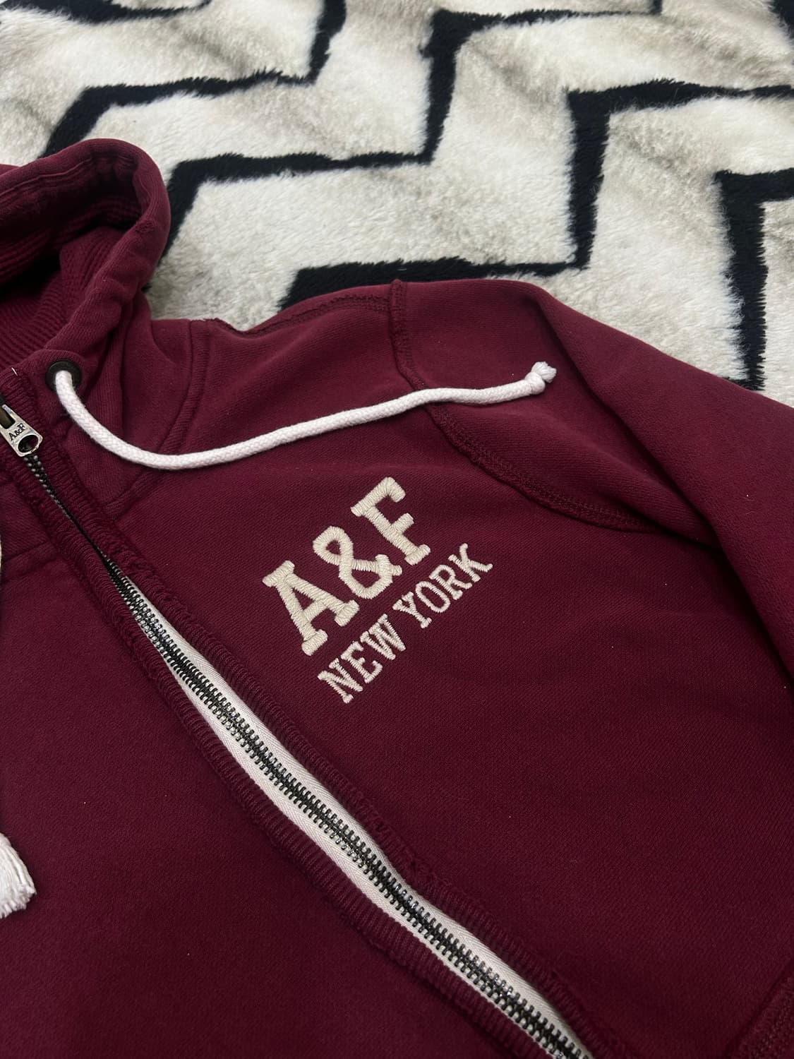 [L]아베크롬비 그런지 후드집업/기모/버건디 상품이미지1