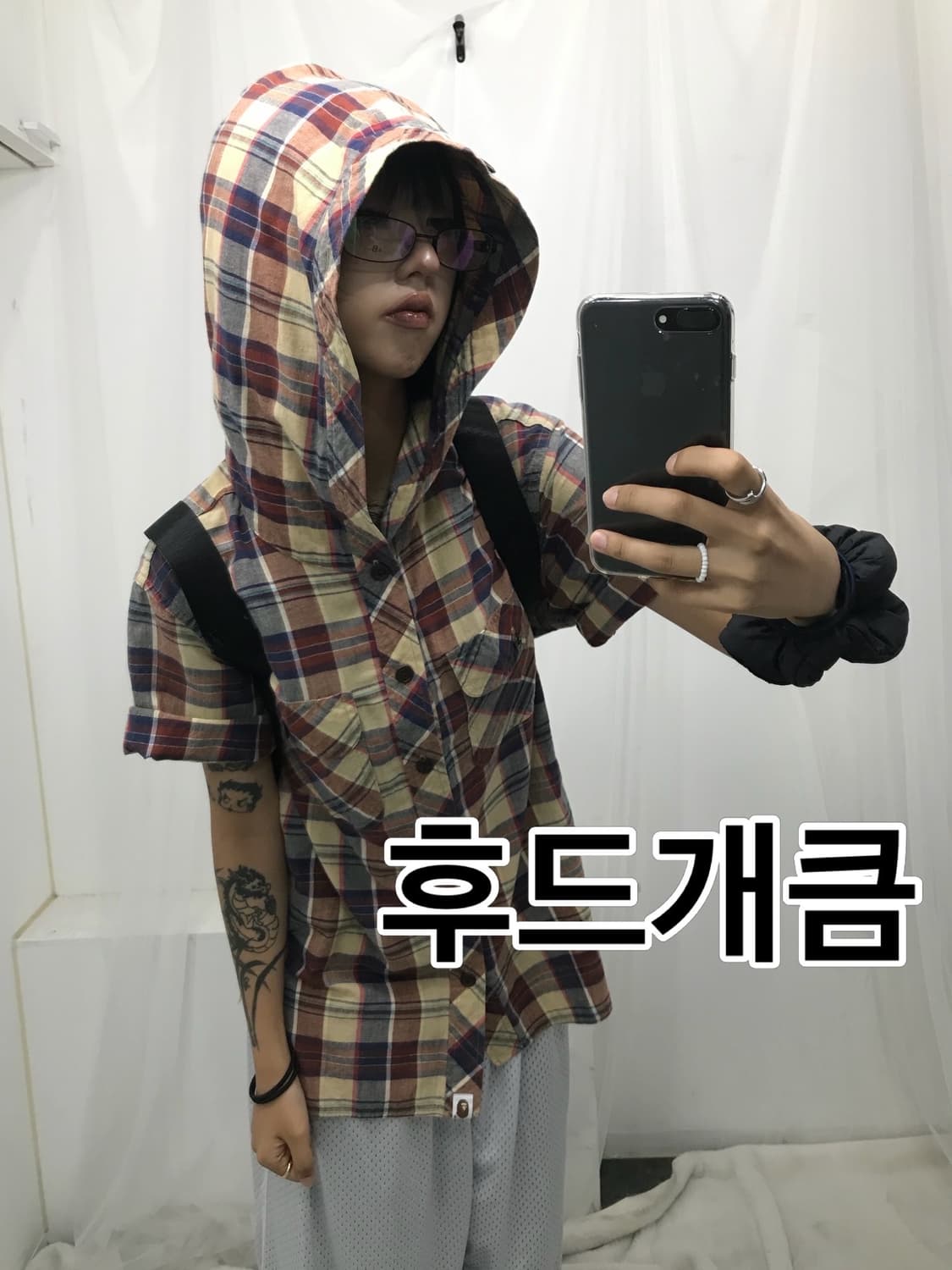 < Bape Check Pattern High Neck Hooded Ja 상품이미지6