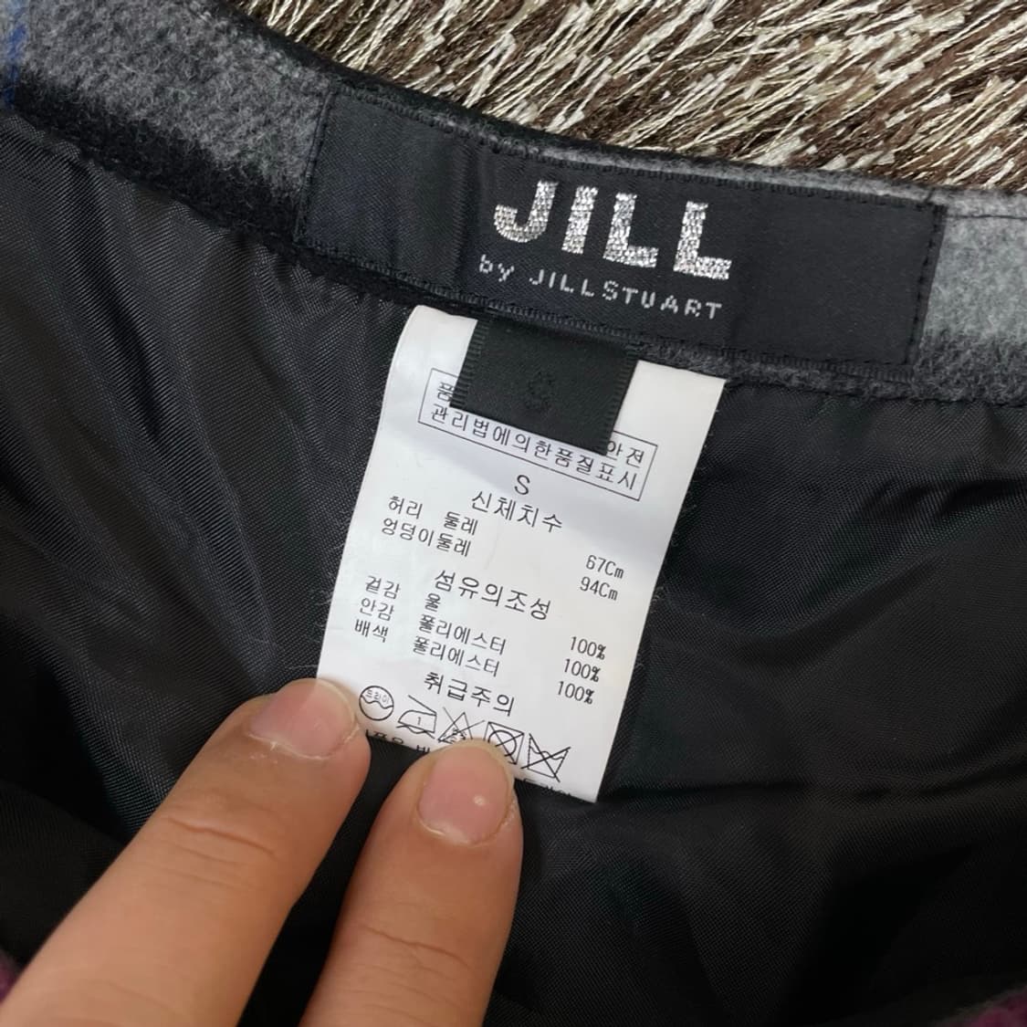 질 바이 질스튜어트 그레이 체크 모직  숏 치마바지 S 상품이미지2
