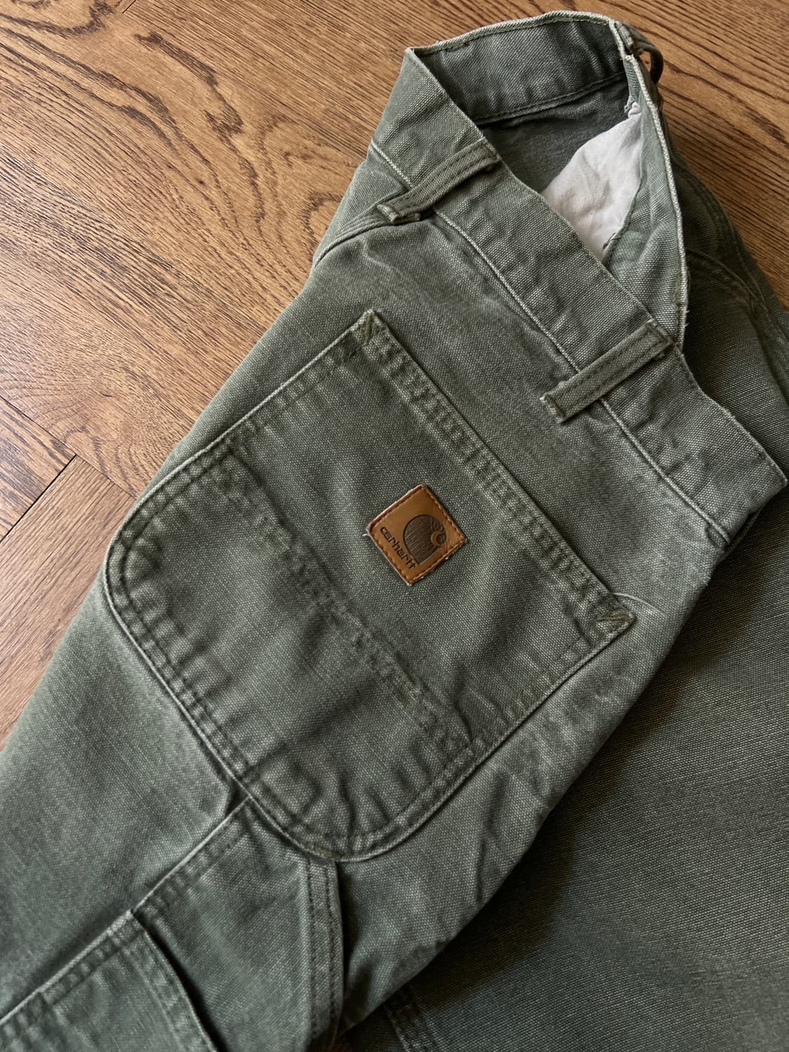 [32]칼하트 USA 빈티지 워싱 모스그린 싱글니 카펜터 워크 팬츠 상품이미지3