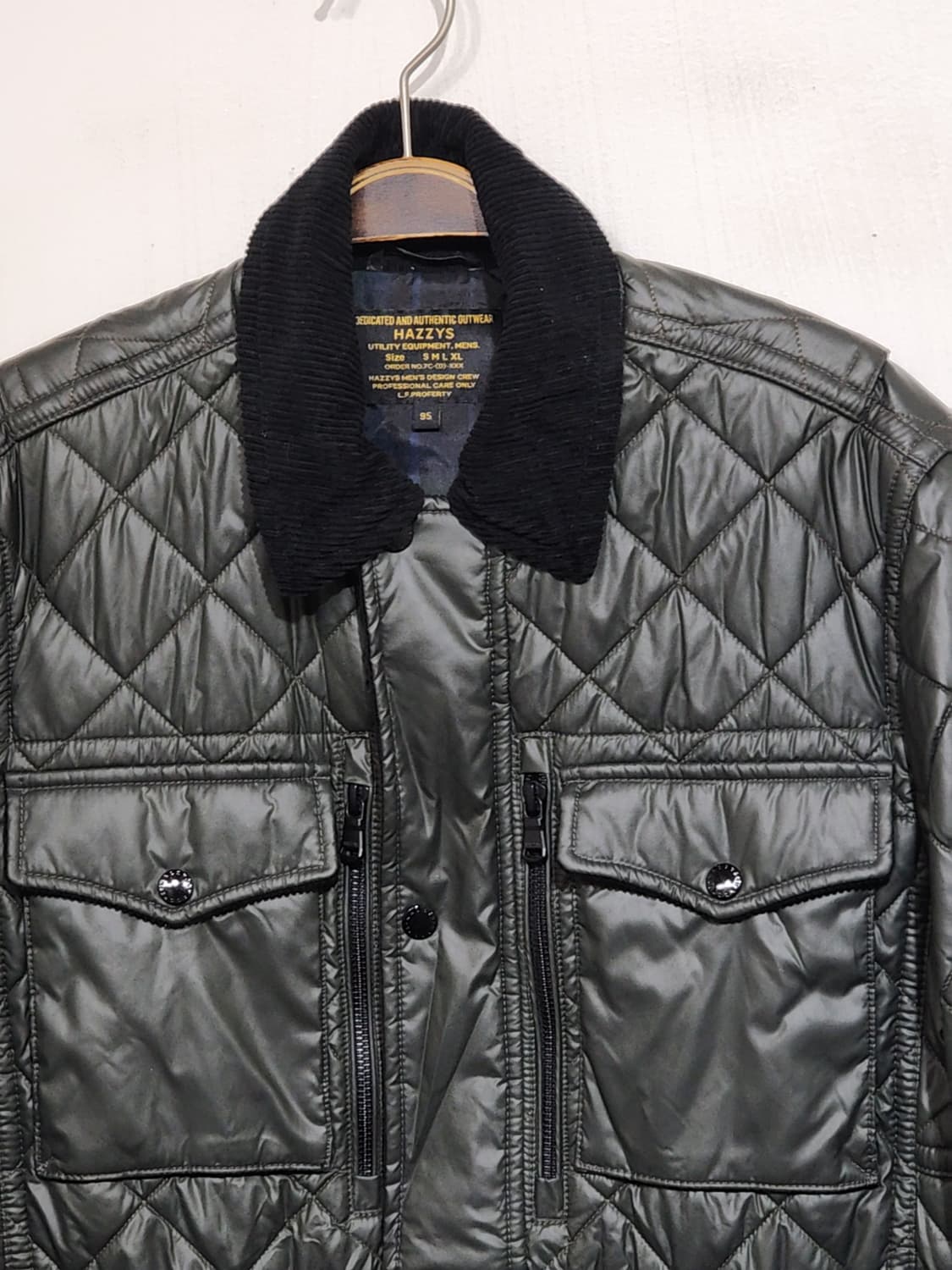 (95) 헤지스 퀼팅자켓 진카키 누빔점퍼 코듀로이 카라넥  상품이미지2