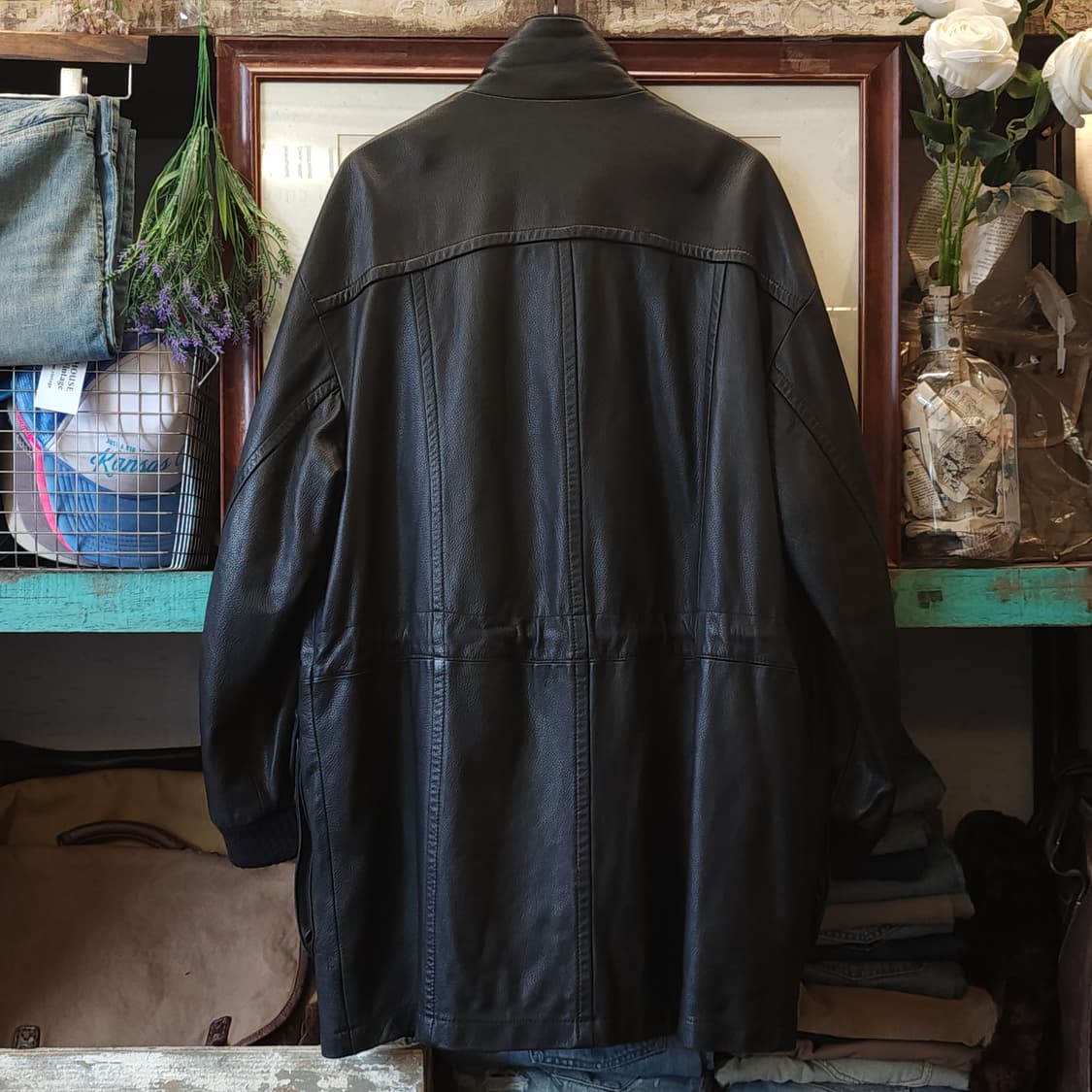 90s 니나리치 레더 카코트 니티드 디테일 프렌치 코트 사파리 가죽 50 상품이미지3