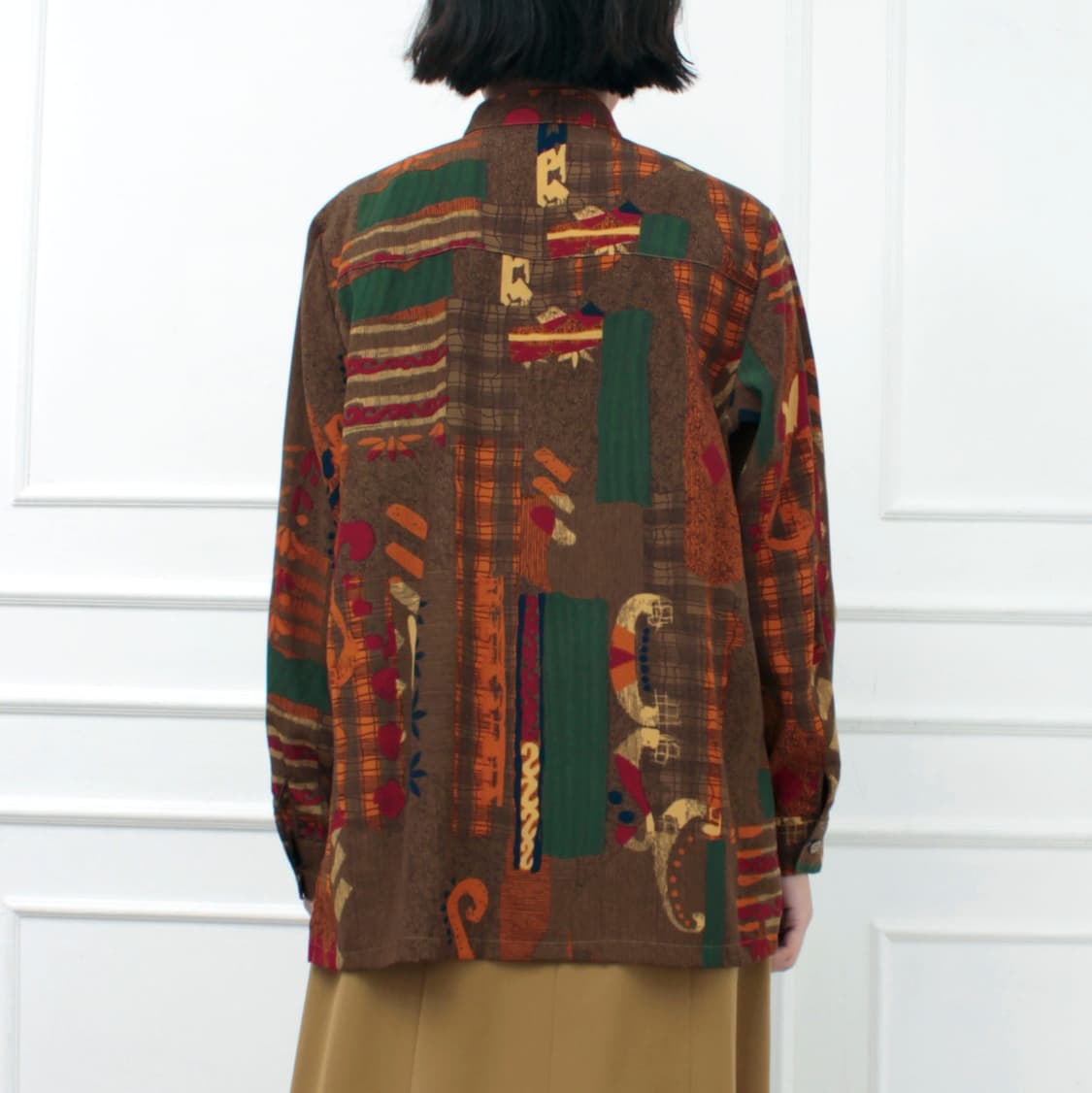 일본 빈티지 에스닉 패턴 차이나 카라 넥 블라우스 상품이미지7