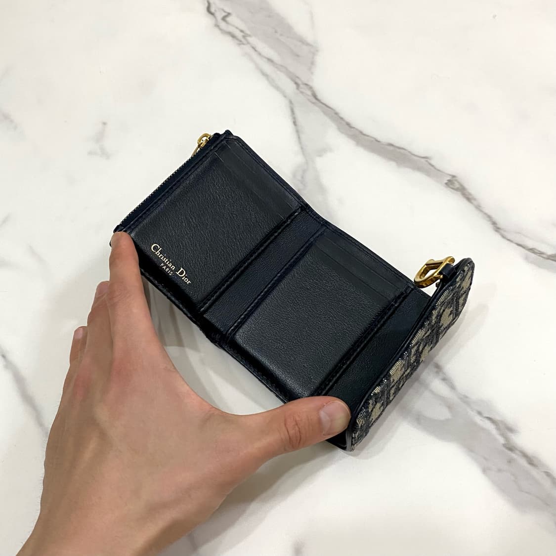 디올 새들 로터스 지갑 블루 디올 오블리크 자카드 여성 반지갑 상품이미지7