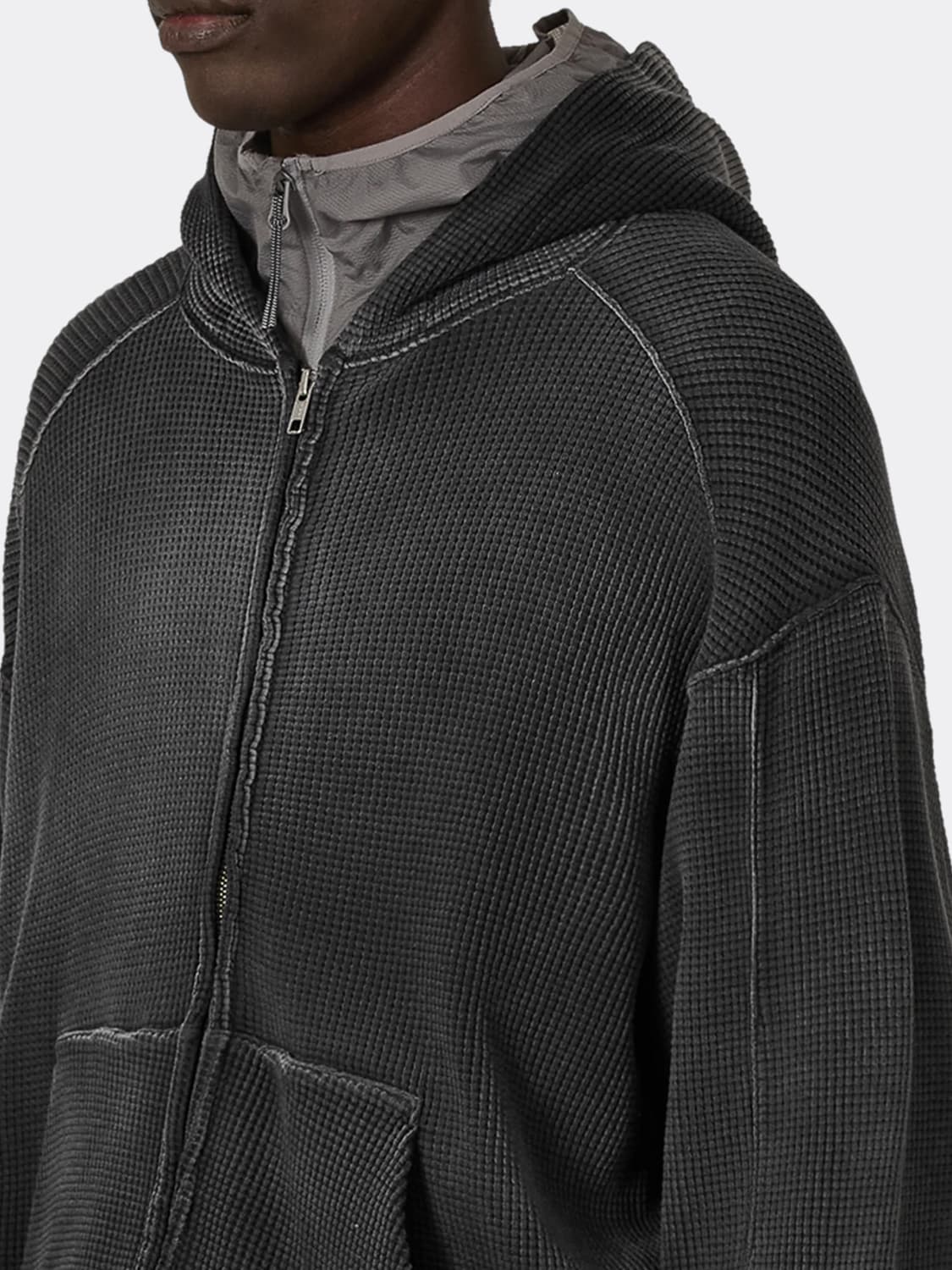 ROA sun faded waffle zip up hoodie (25fw 상품이미지1