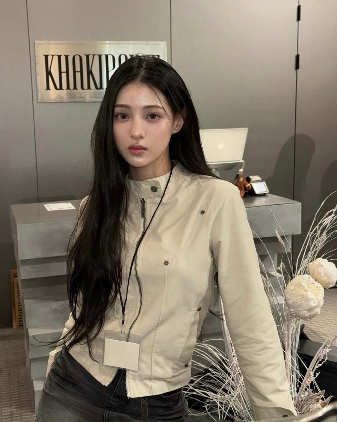 카키포인트 리벳 코튼 자켓 베이지 상품이미지1