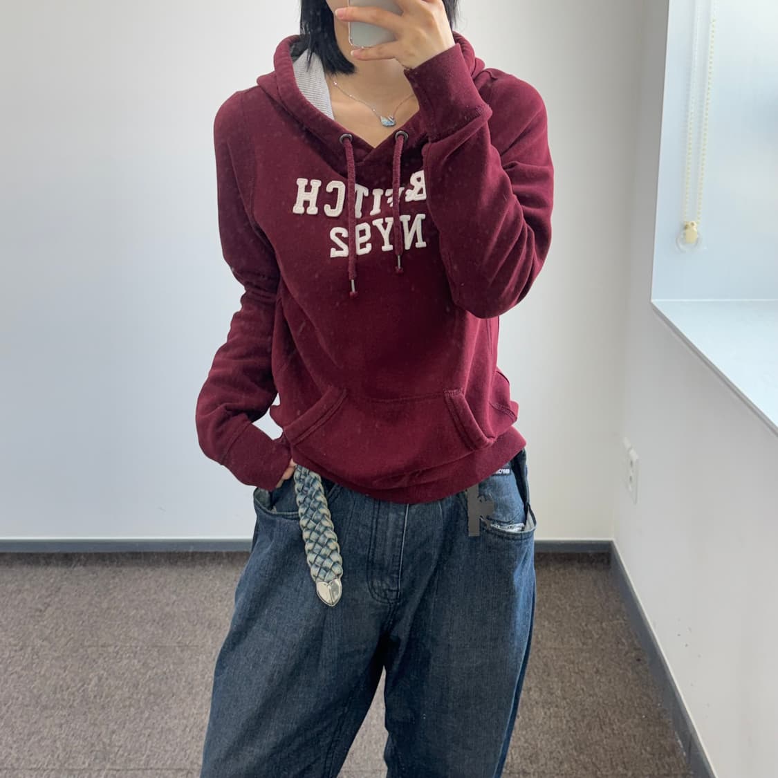 Abercrombie 아베크롬비 버건디 후드티 상품이미지2