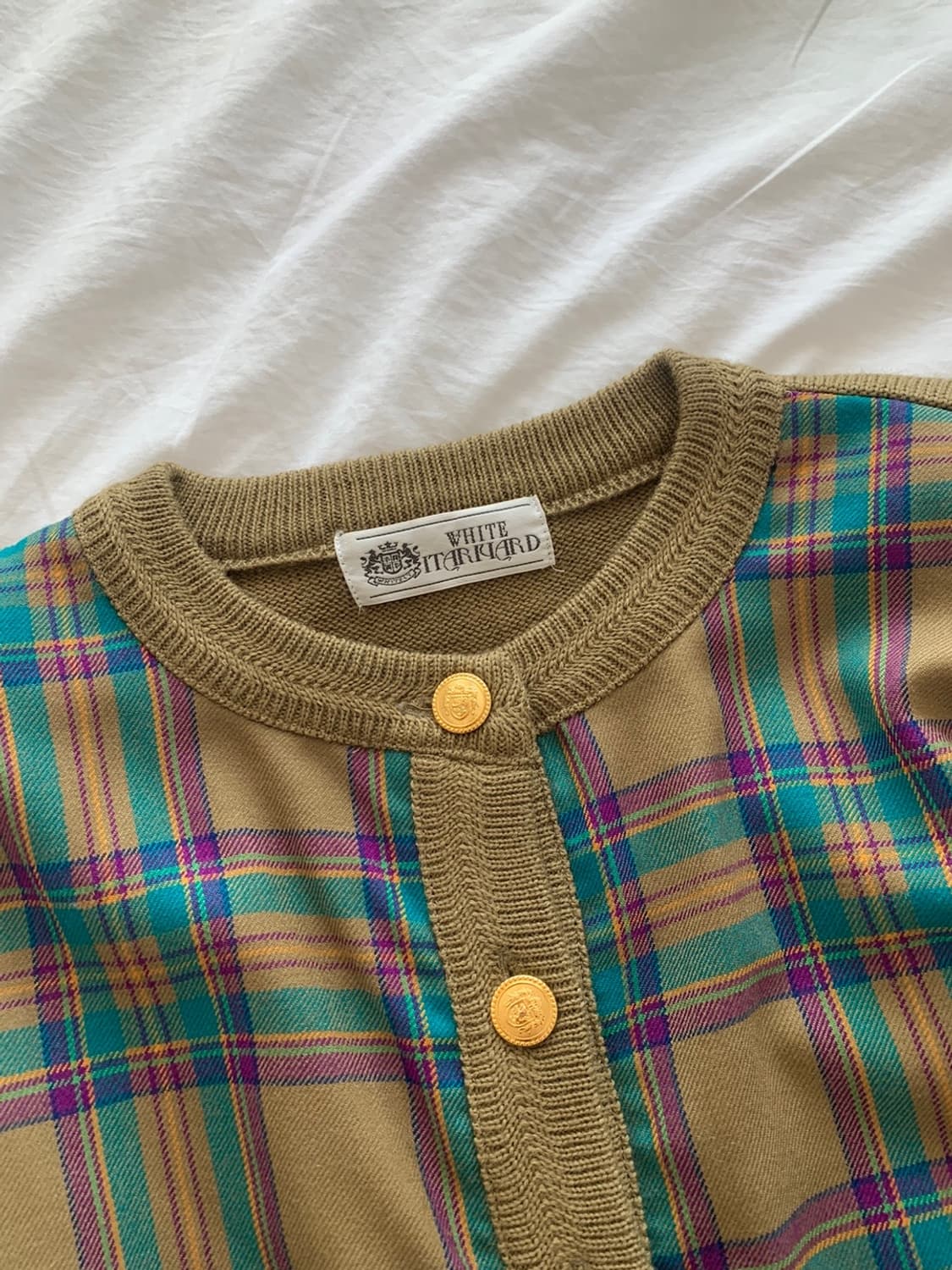 White itarkiard 체크 울 가디건 상품이미지7