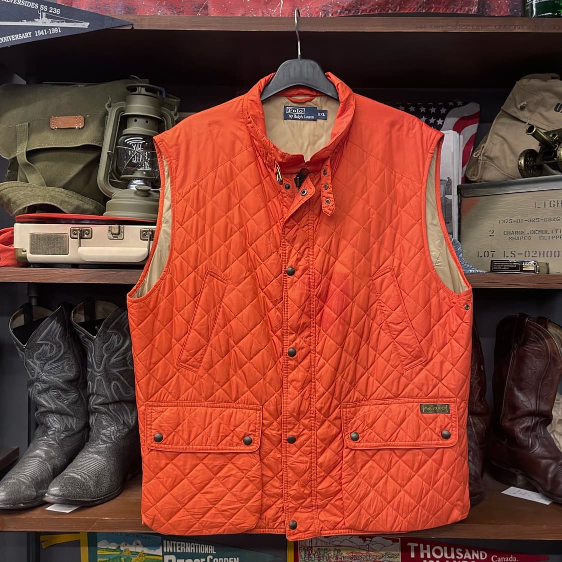 90s 폴로 랄프로렌 헌팅 버튼 집업 퀼팅 베스트 자켓 상품이미지1