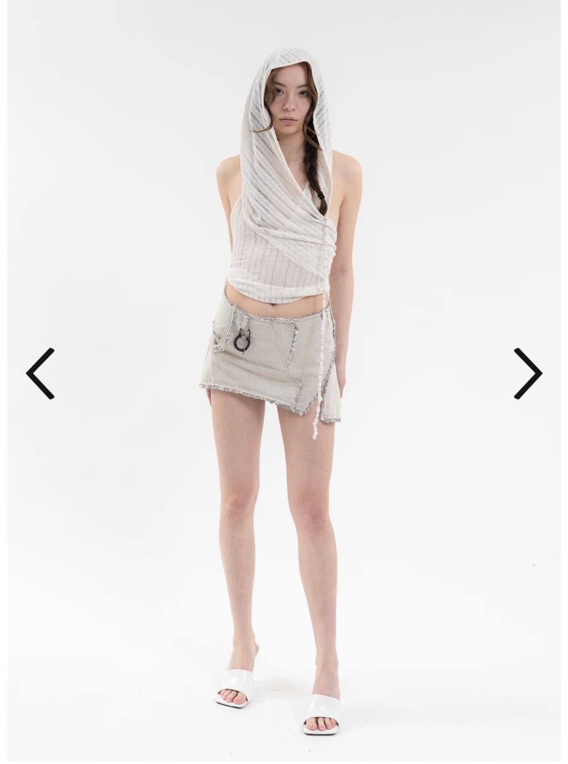 IVORY HOODED HALTER TOP 상품이미지5