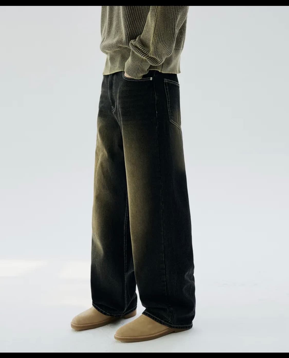 트릴리온 워싱 와이드 데님 옐로우블랙 S 상품이미지2