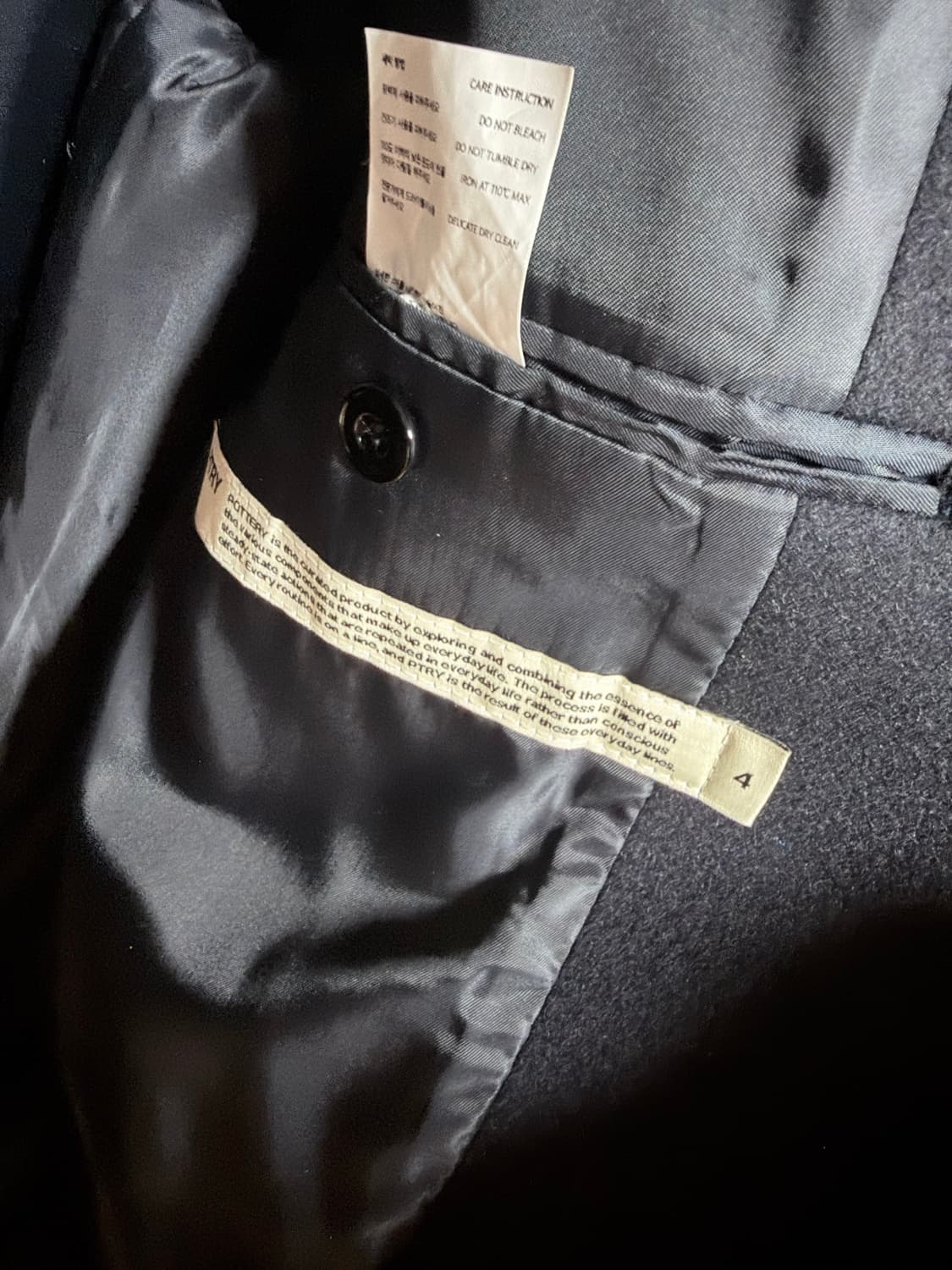 22aw포터리 멜튼울 맥코트 다크네이비4 상품이미지2