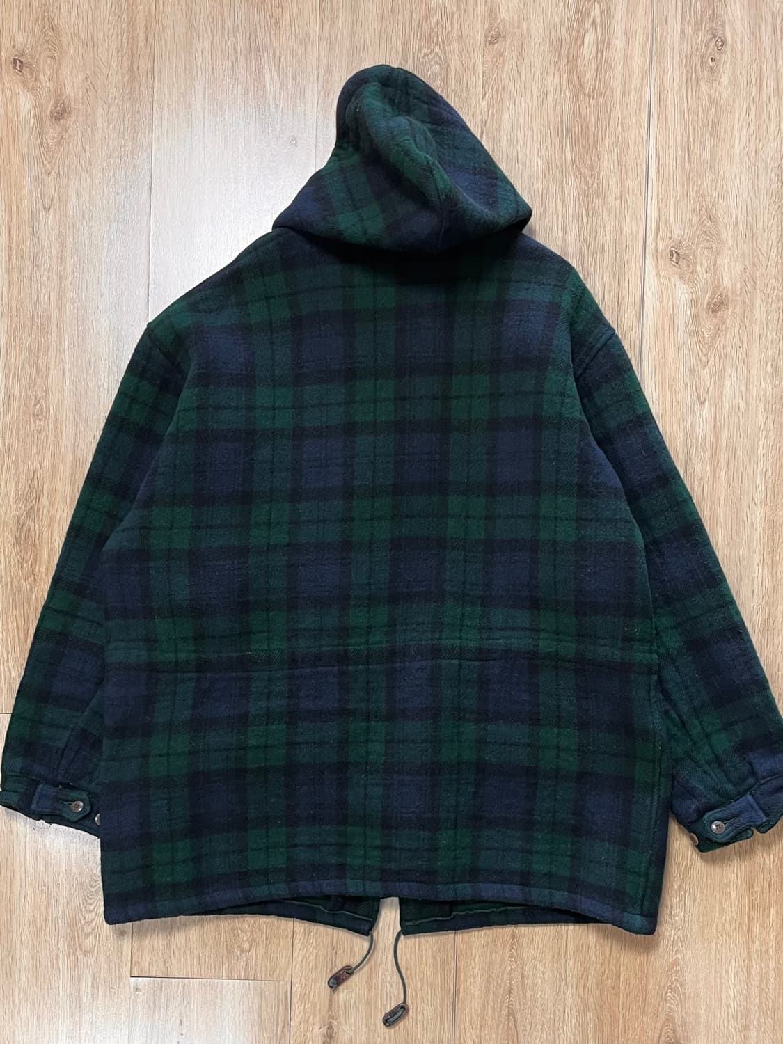 80s-90s Made USA 빈티지 폴로 랄프로렌 블랙와치 패턴 울코트 상품이미지2