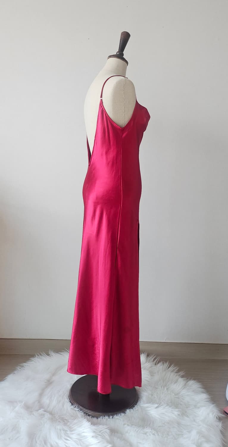 레드 새틴 슬립 롱드레스 / 글램 실루엣 / 해외무드 드레스 상품이미지6