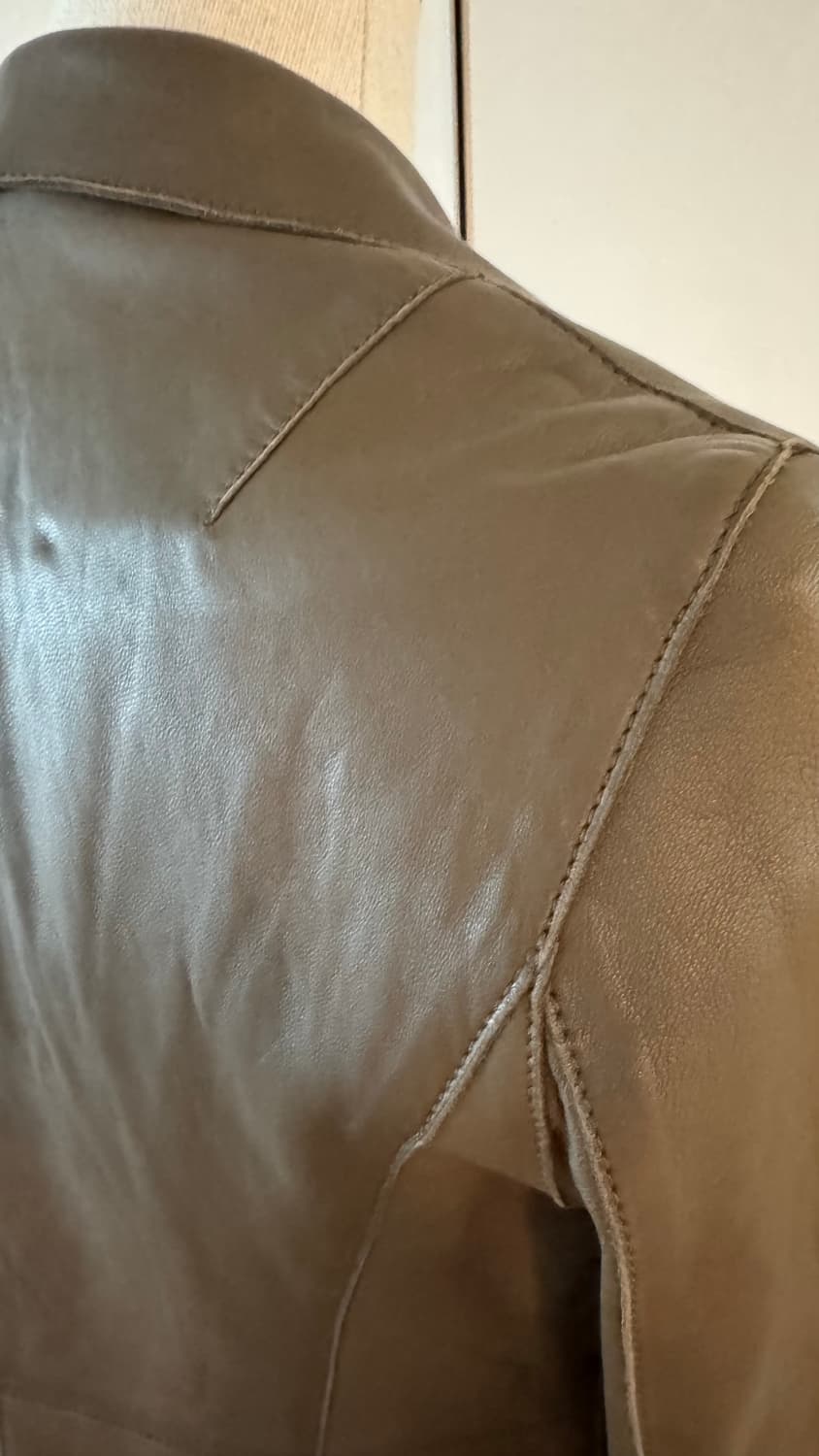 이태리 여성 가죽 자켓   올리브 그린  상품이미지6