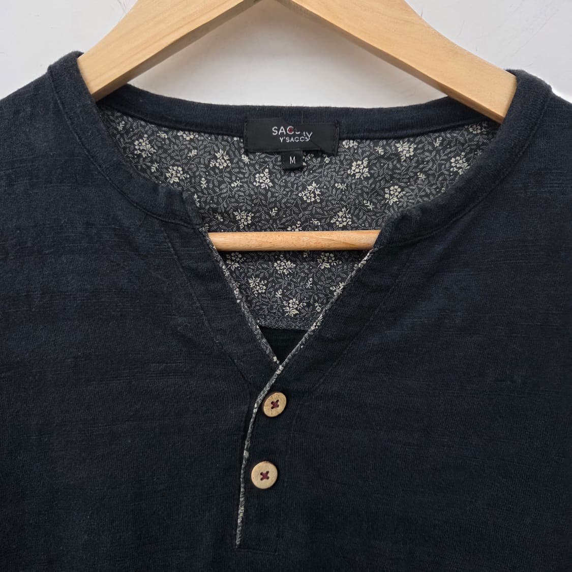 요지야마모토 블랙 헨리넥 반팔 티셔츠 남m 상품이미지4