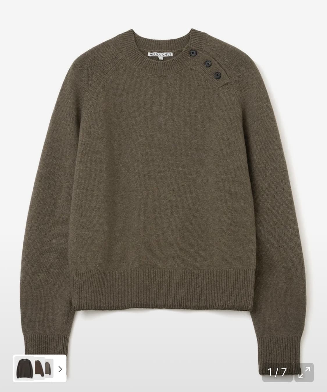 밀로아카이브 슬랜티드 헨리넥 니트 애쉬 브라운 상품이미지1