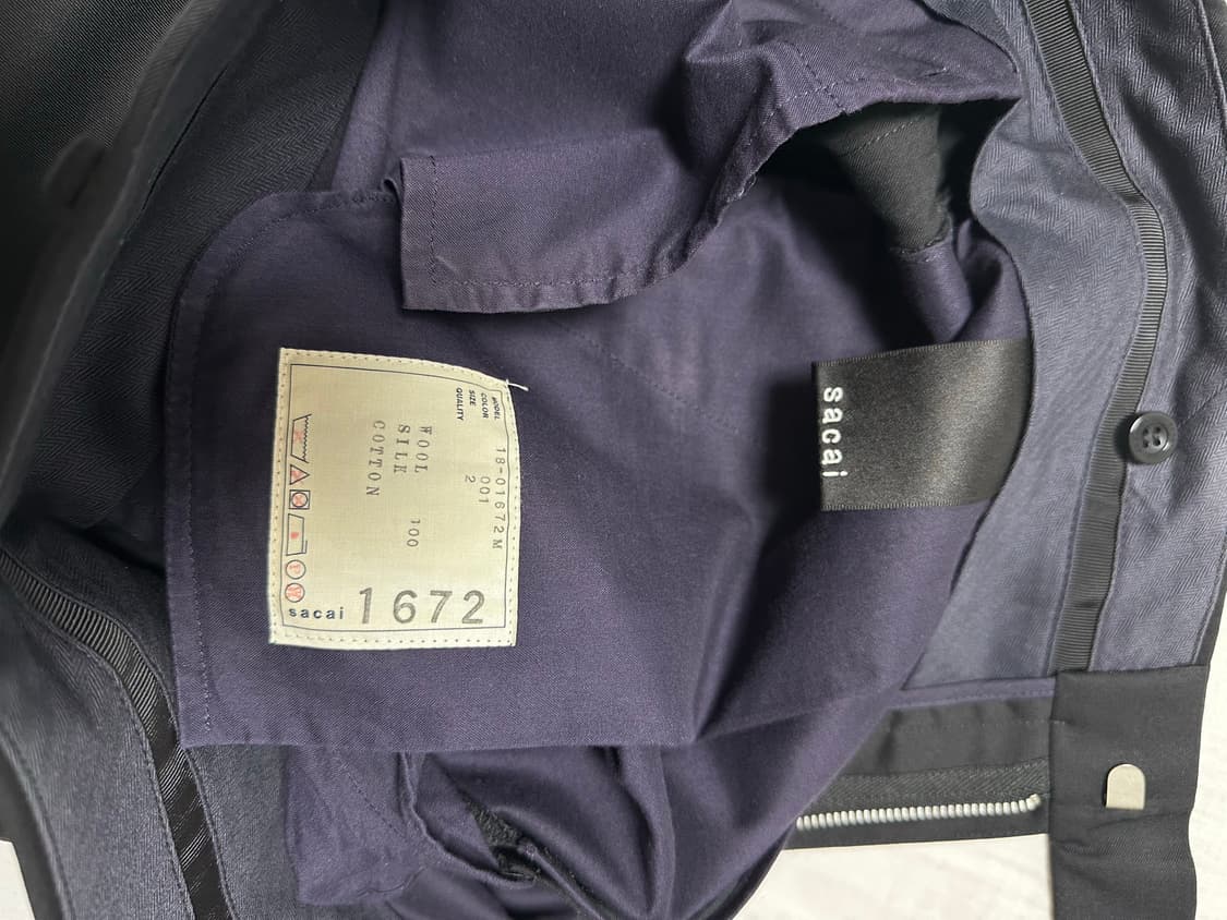 Sacai 네이비 턱시도 울 팬츠 2사이즈 상품이미지3