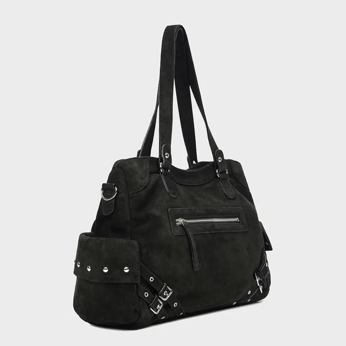 다이닛 가방 스웨이드 블랙 STUD POCKET BIG BAG  상품이미지3
