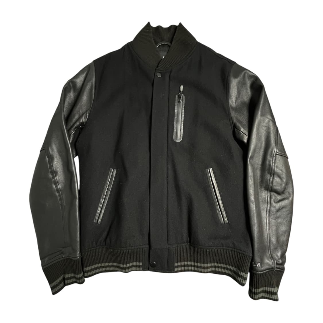 NIKE NSW 바시티 레더 자켓 블랙 상품이미지1