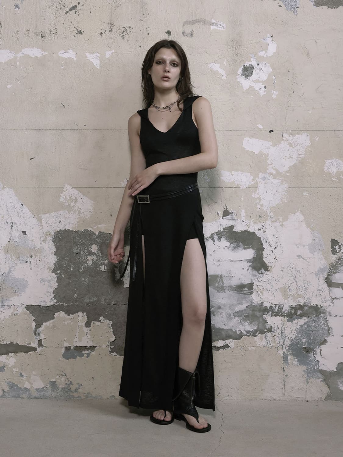 보헤미안서울 SHEER HOODIED SLIT DRESS 상품이미지3
