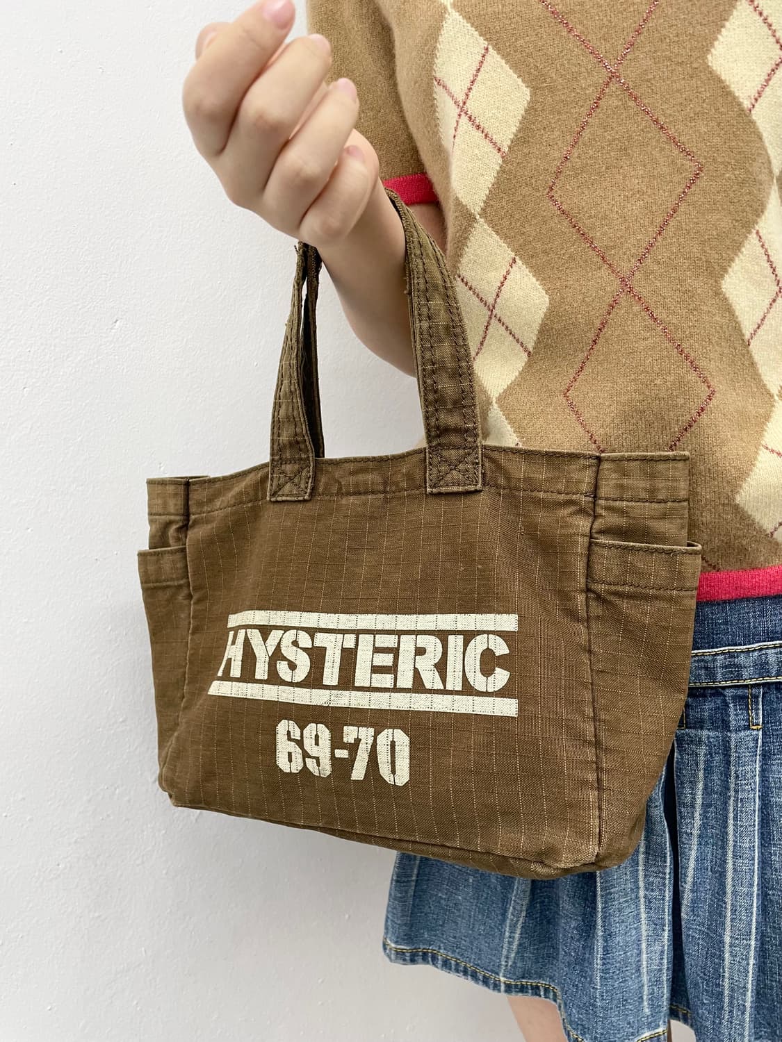 히스테릭글래머 브라운 로고 캔버스백 *레어 상품이미지3