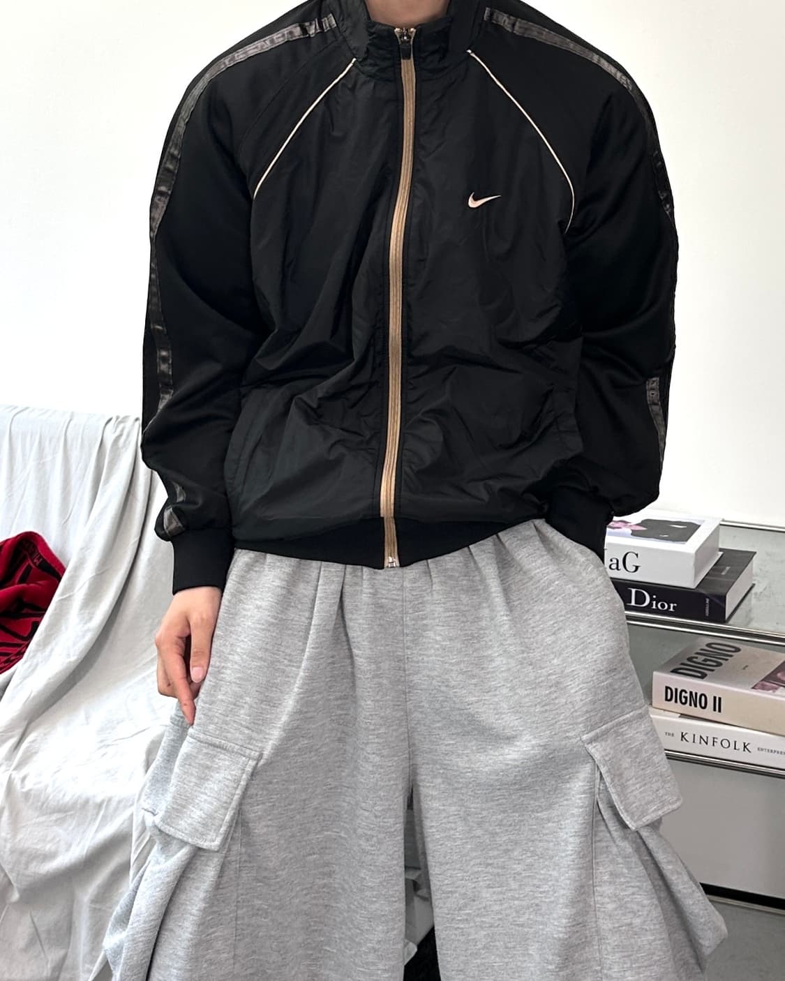 나이키 스우시 사이드라인 블랙 골드 져지 집업 L 상품이미지2