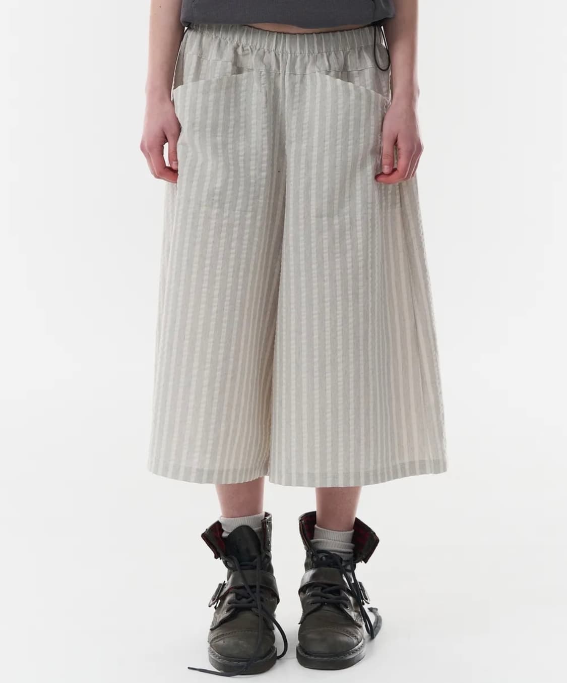 파히섬 스트라이프 와이드팬츠 크림 상품이미지1