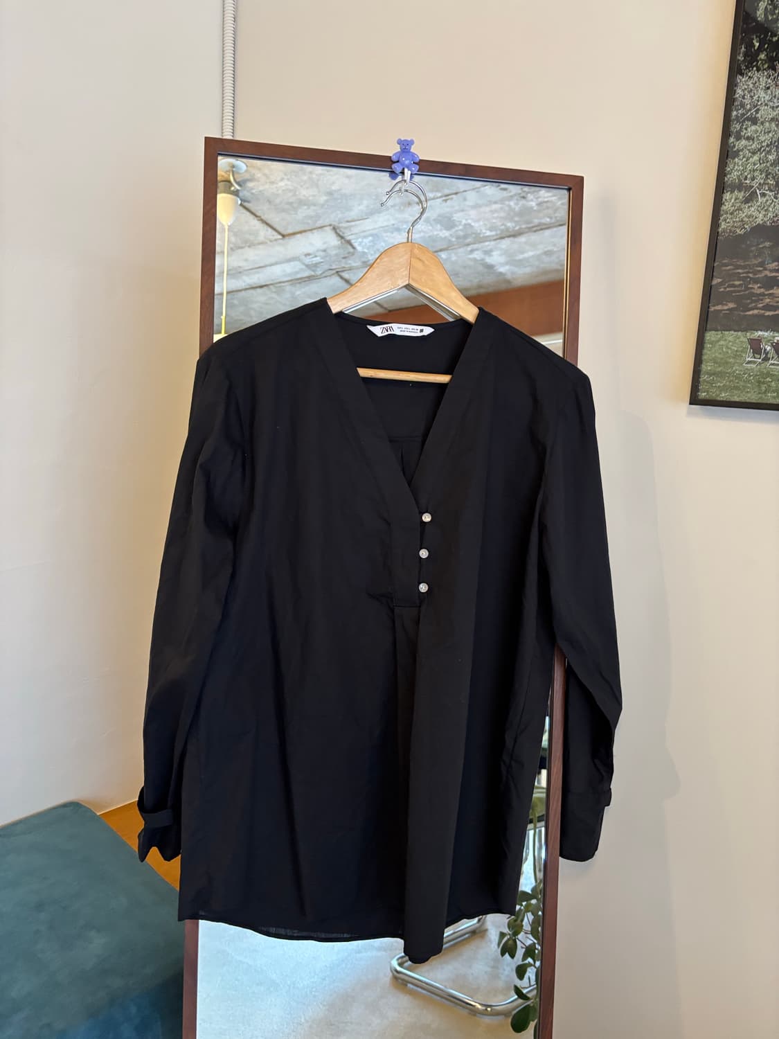 자라 ZARA 블랙 오버핏셔츠 상품이미지1