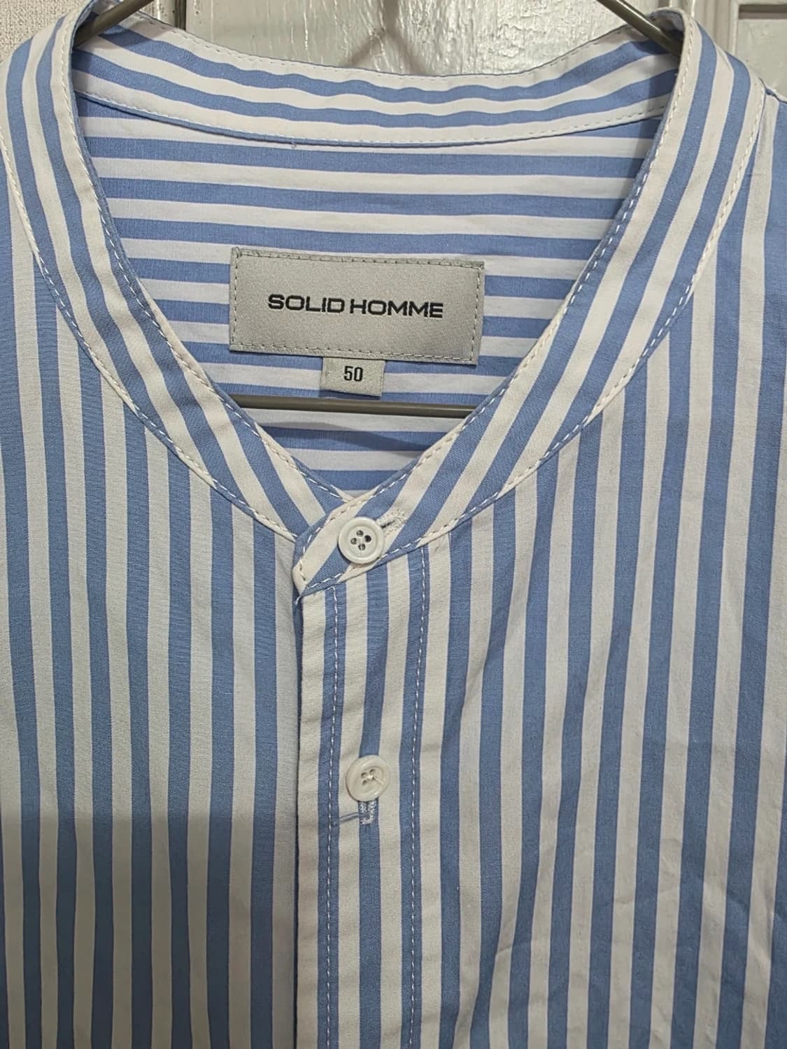 솔리드옴므 밴드 칼라 스트라이프 셔츠 105 상품이미지2