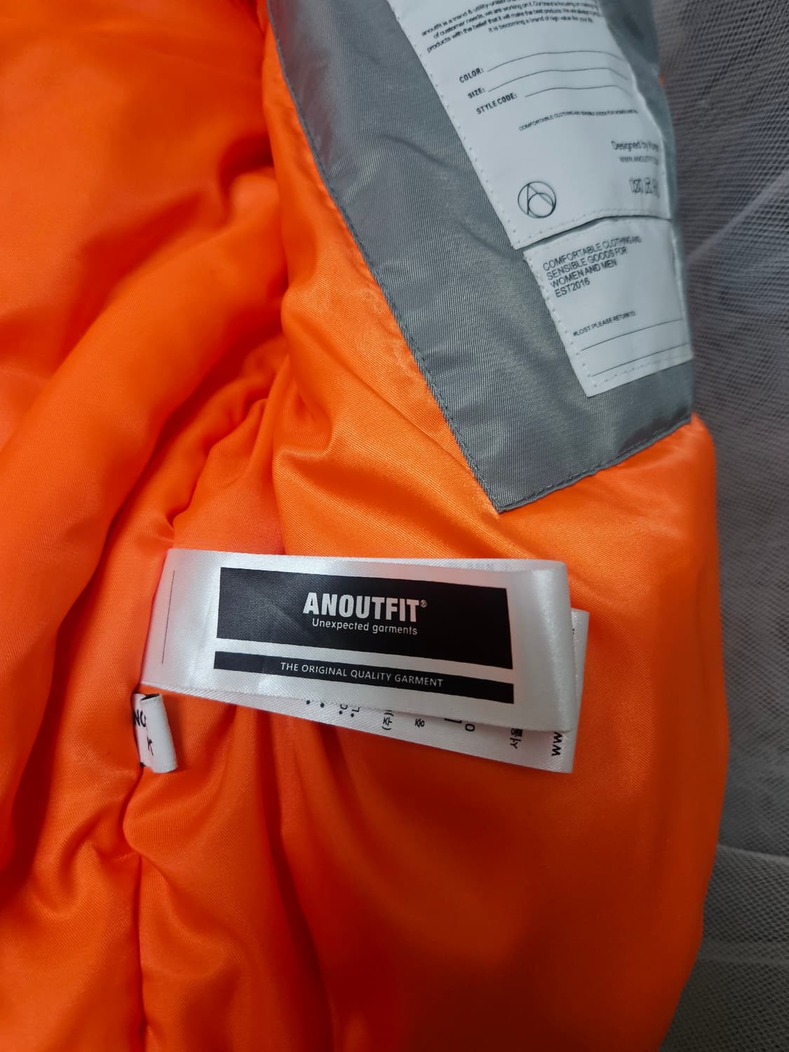 언아웃핏(ANOUTFIT)  MA-1  항공 점퍼  그레이
 상품이미지8