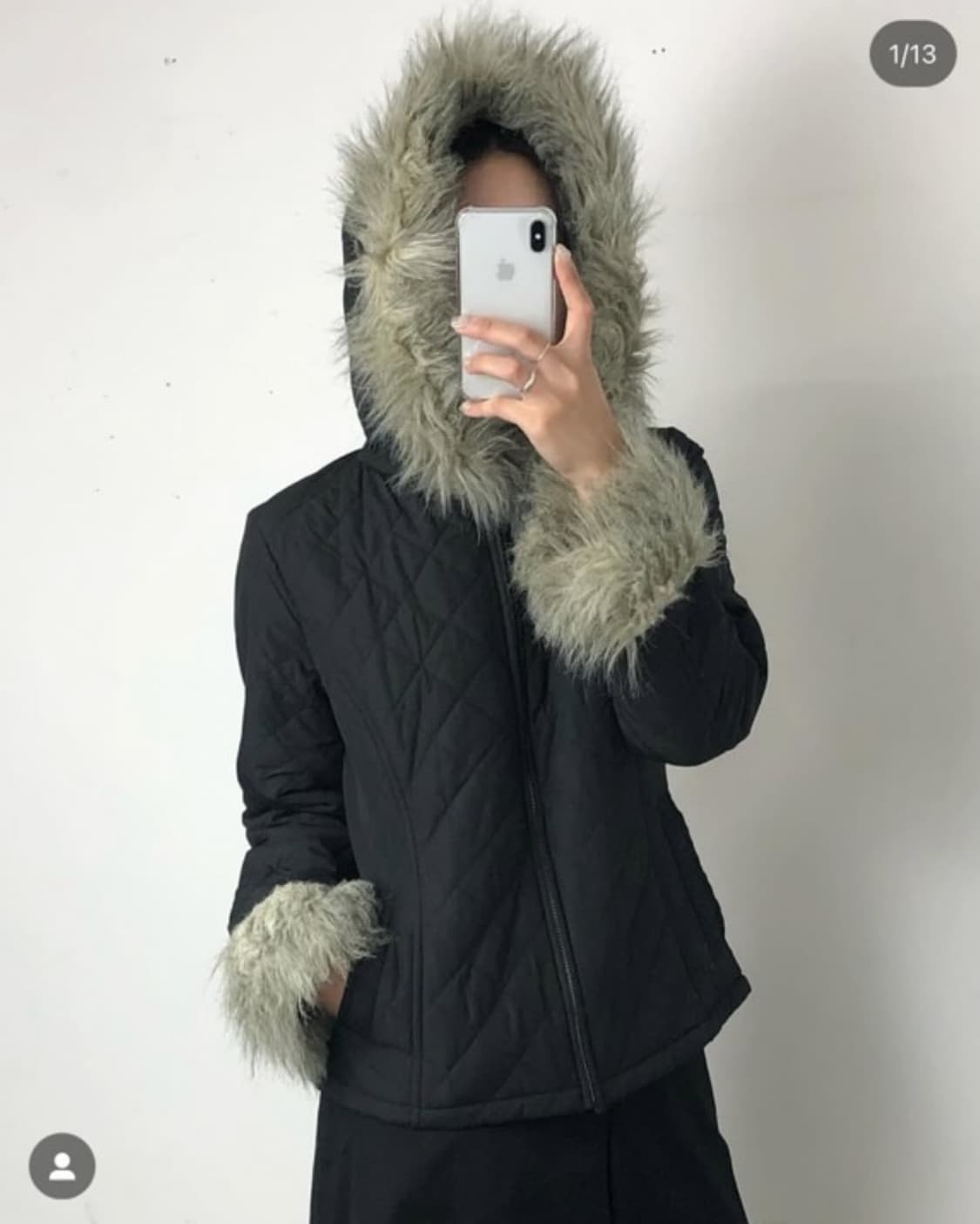 Black fur point quilting jk 상품이미지1