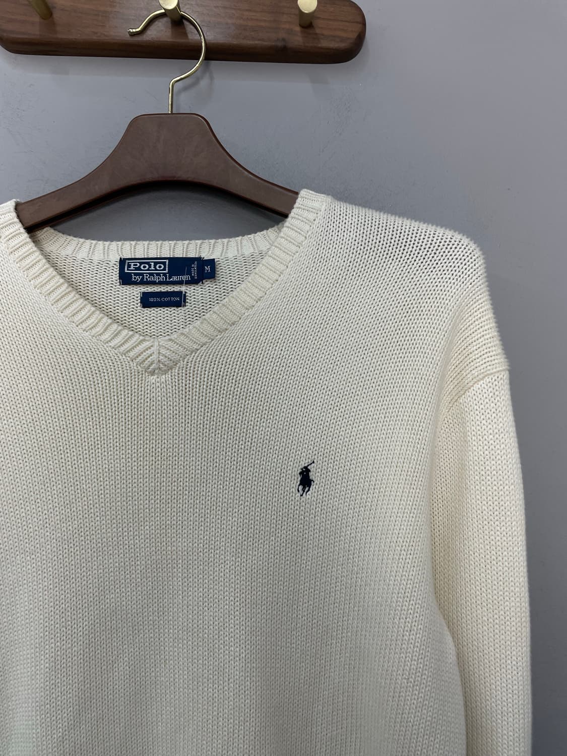 폴로 랄프로렌 브이넥 아이보리 니트 H2560 상품이미지3