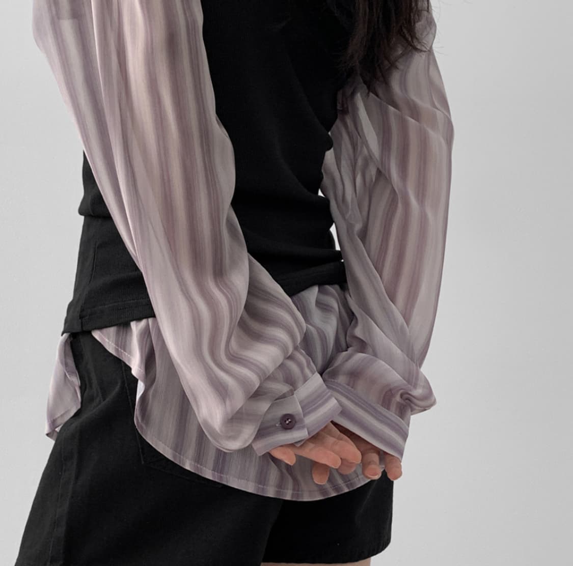 시스루 스트라이프 셔츠  상품이미지2