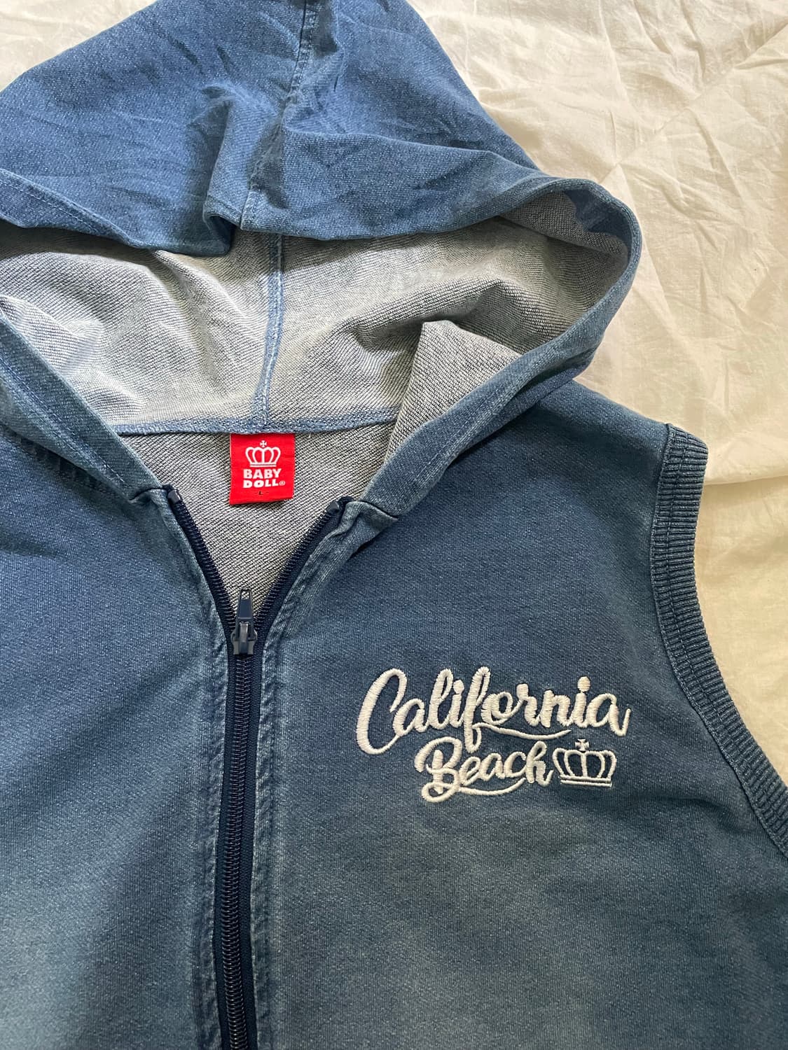 베이비돌 캘리포니아 후드 베스트 y2k 빈티지 워싱 상품이미지3