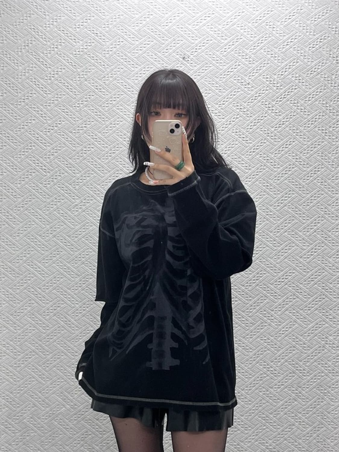 9999아카이브 스트릿 펑크 스켈레톤 레이어드 롱슬리브 2 C10914 상품이미지1