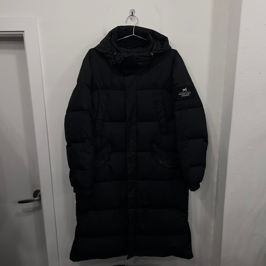 밀레 덕다운 벨크로와펜 무광 후드 롱패딩 상품이미지2