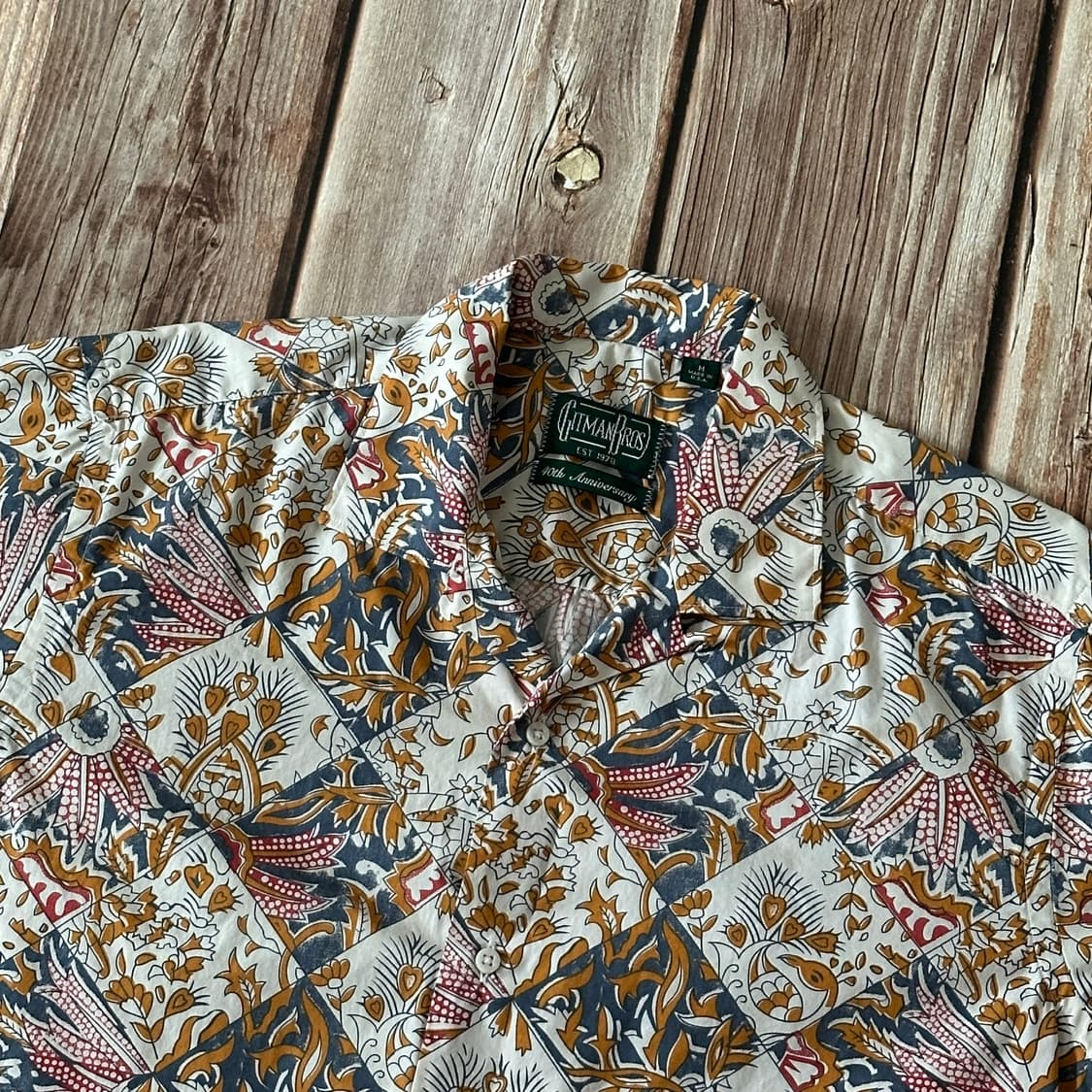 짓먼 브로스 40주년 해초 문양 오픈 칼라 셔츠 M 사이즈 상품이미지4