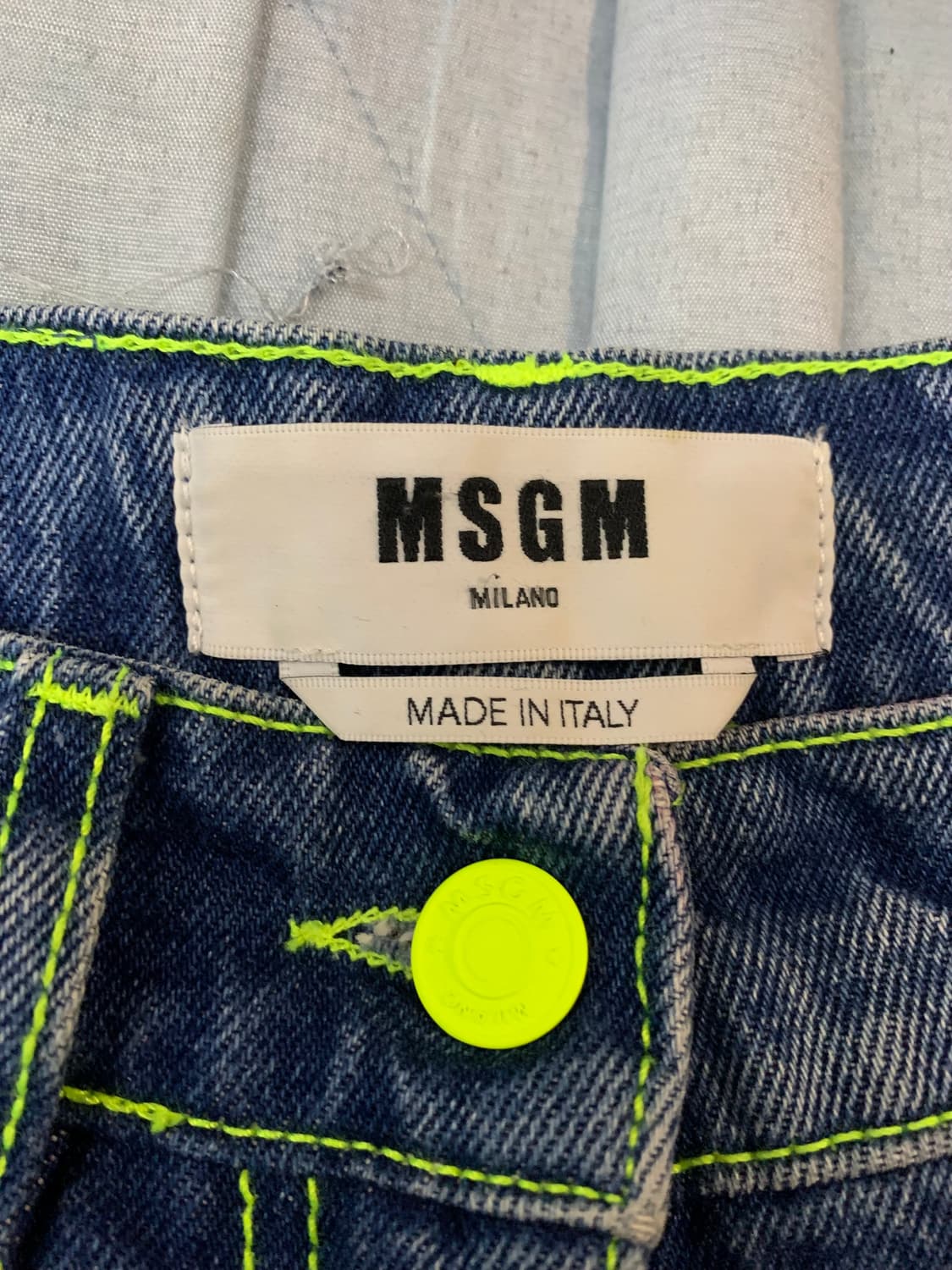 MSGM 데님 팬츠 블루 형광 스티치 상품이미지4